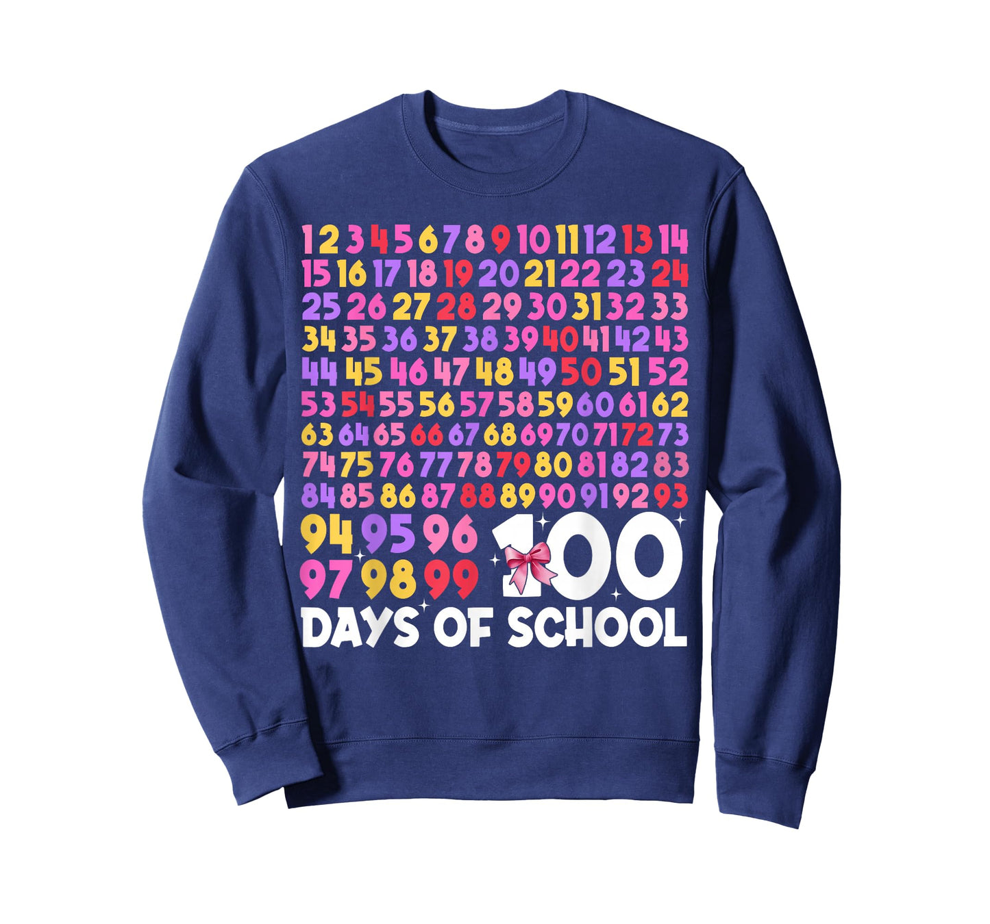 100 Days Math Numbers 100th Day of School Bows Teacher Kids T-Shirt