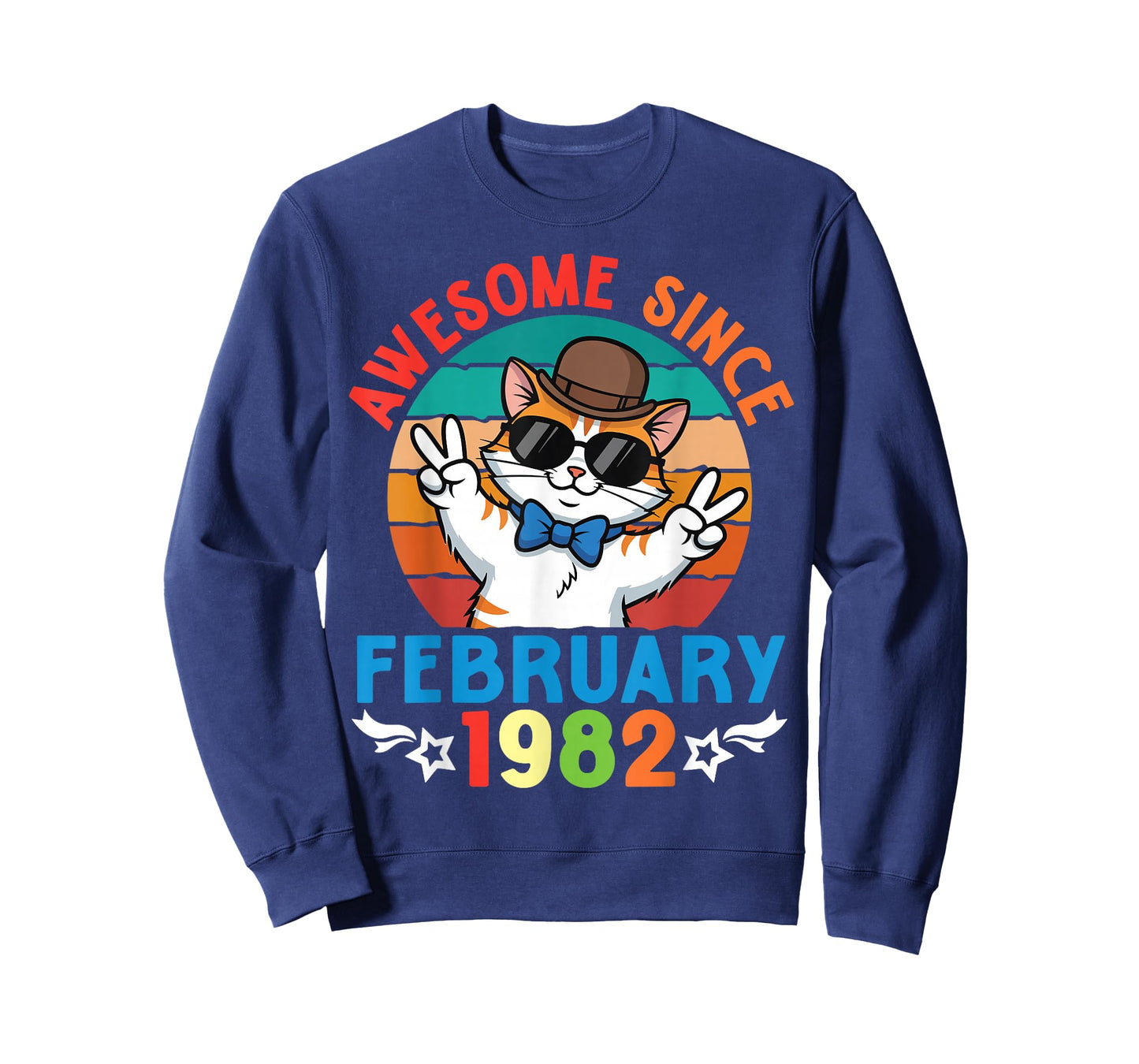 Cat Boy Awesome Since February 1982 My Birthday 44 Years Old T-Shirt