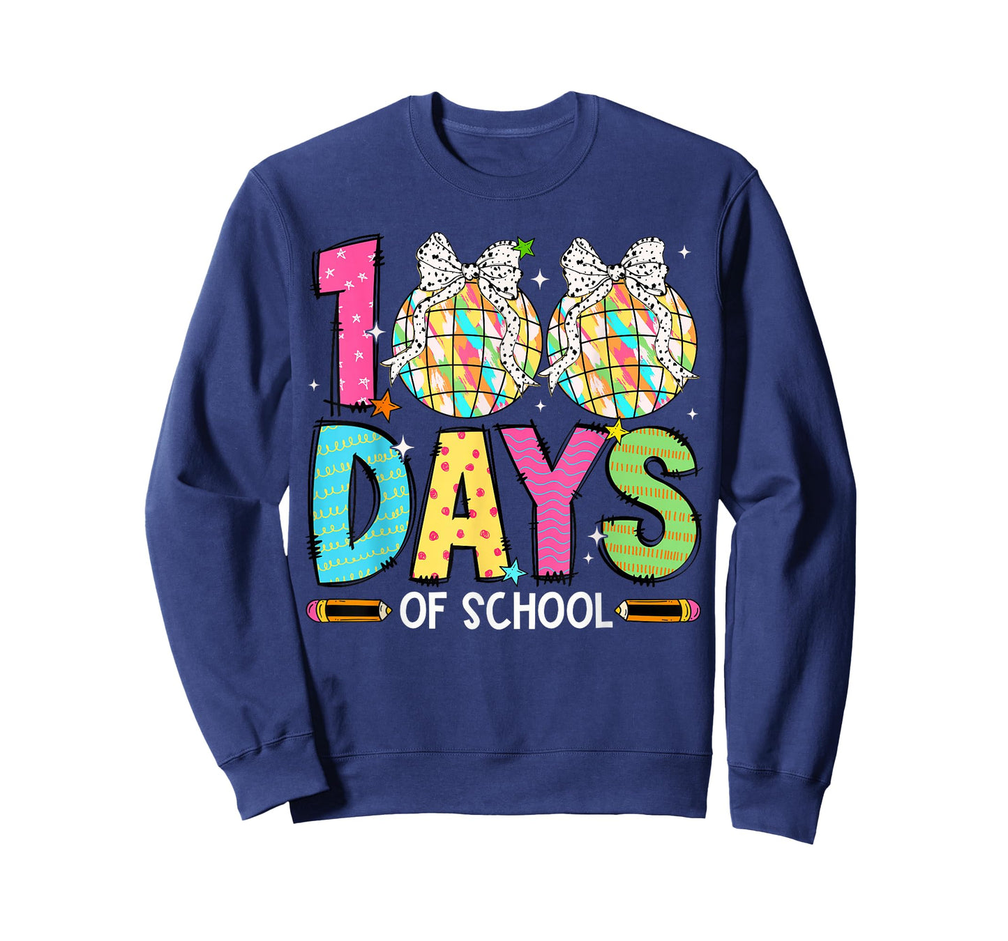 100 Days of School Disco Ball Coquette Bow Girl Kid Teacher T-Shirt