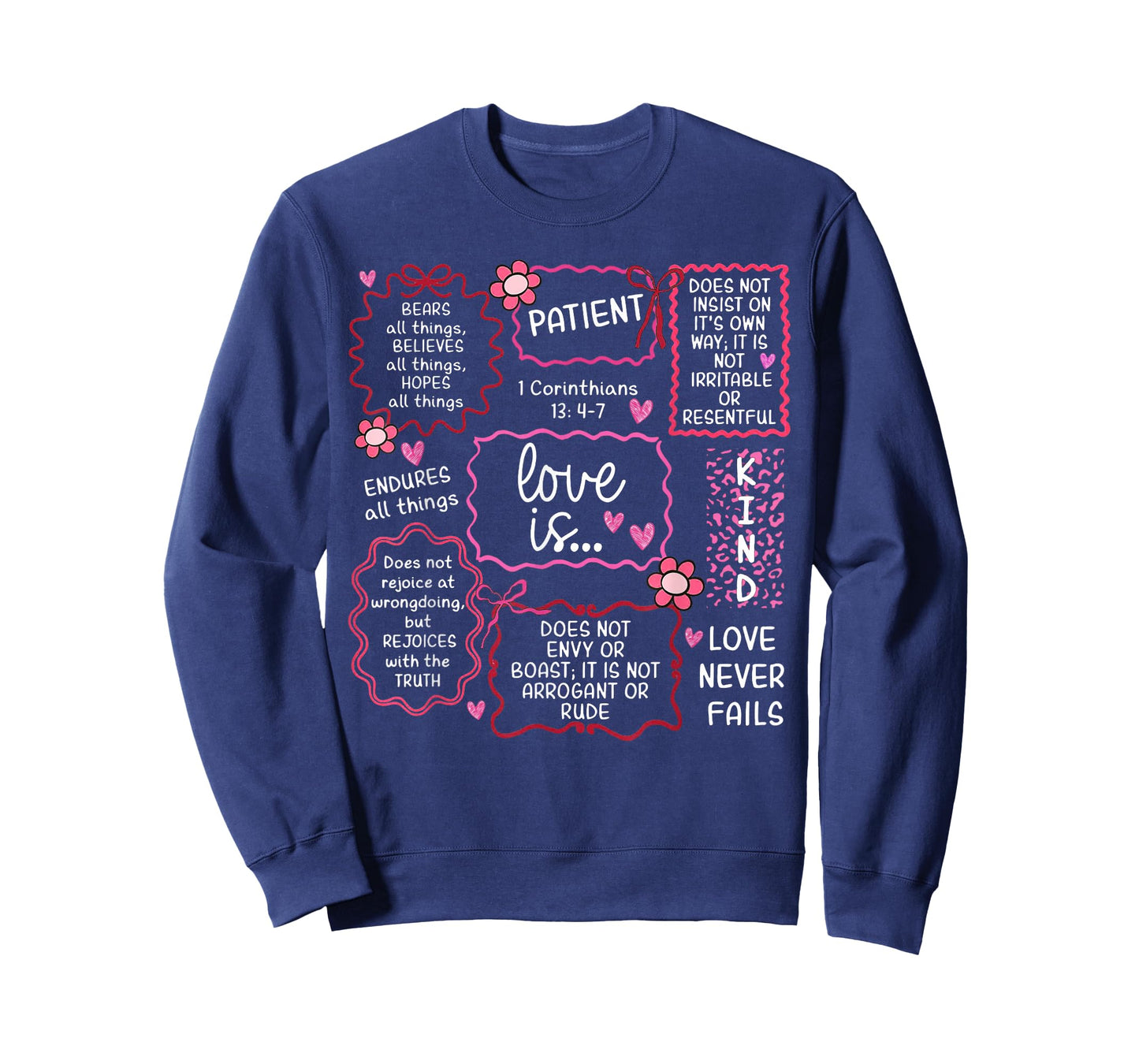 Love Never Fails Heart Christian Valentines Day T-Shirt