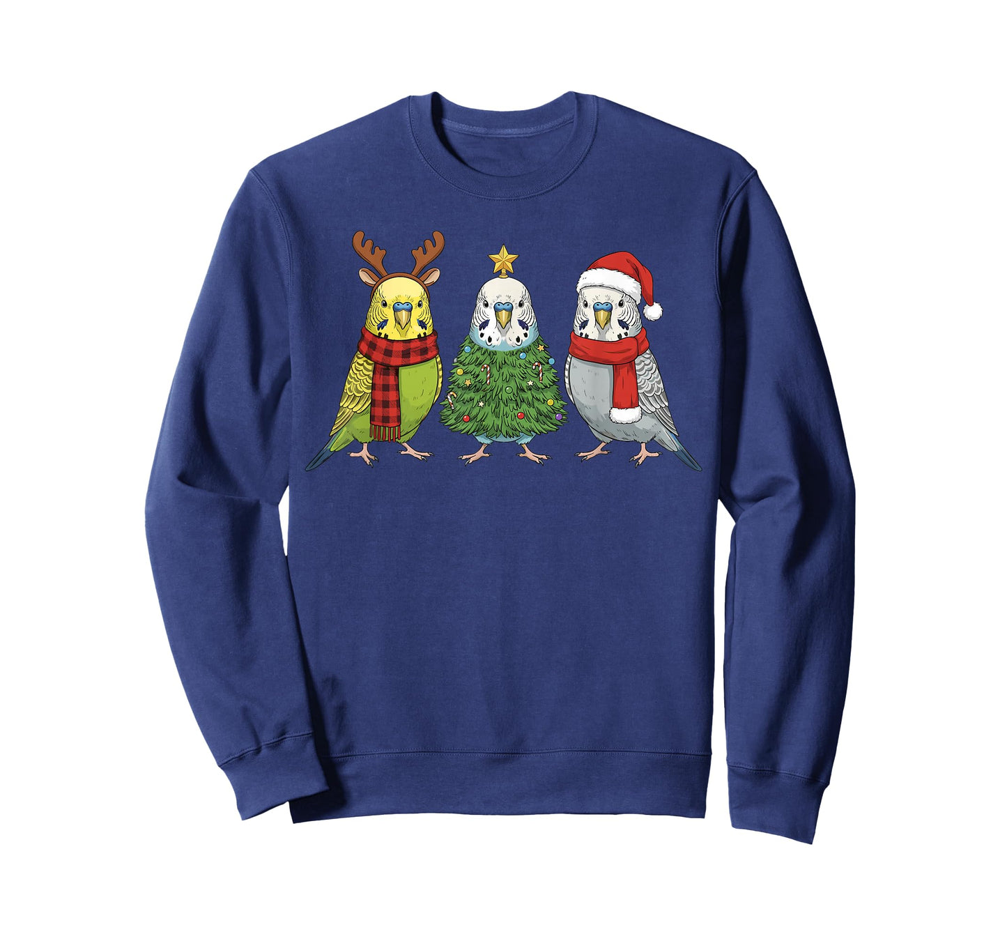 Retro Christmas Budgerigar Budgie Bird Santa Reindeer T-Shirt