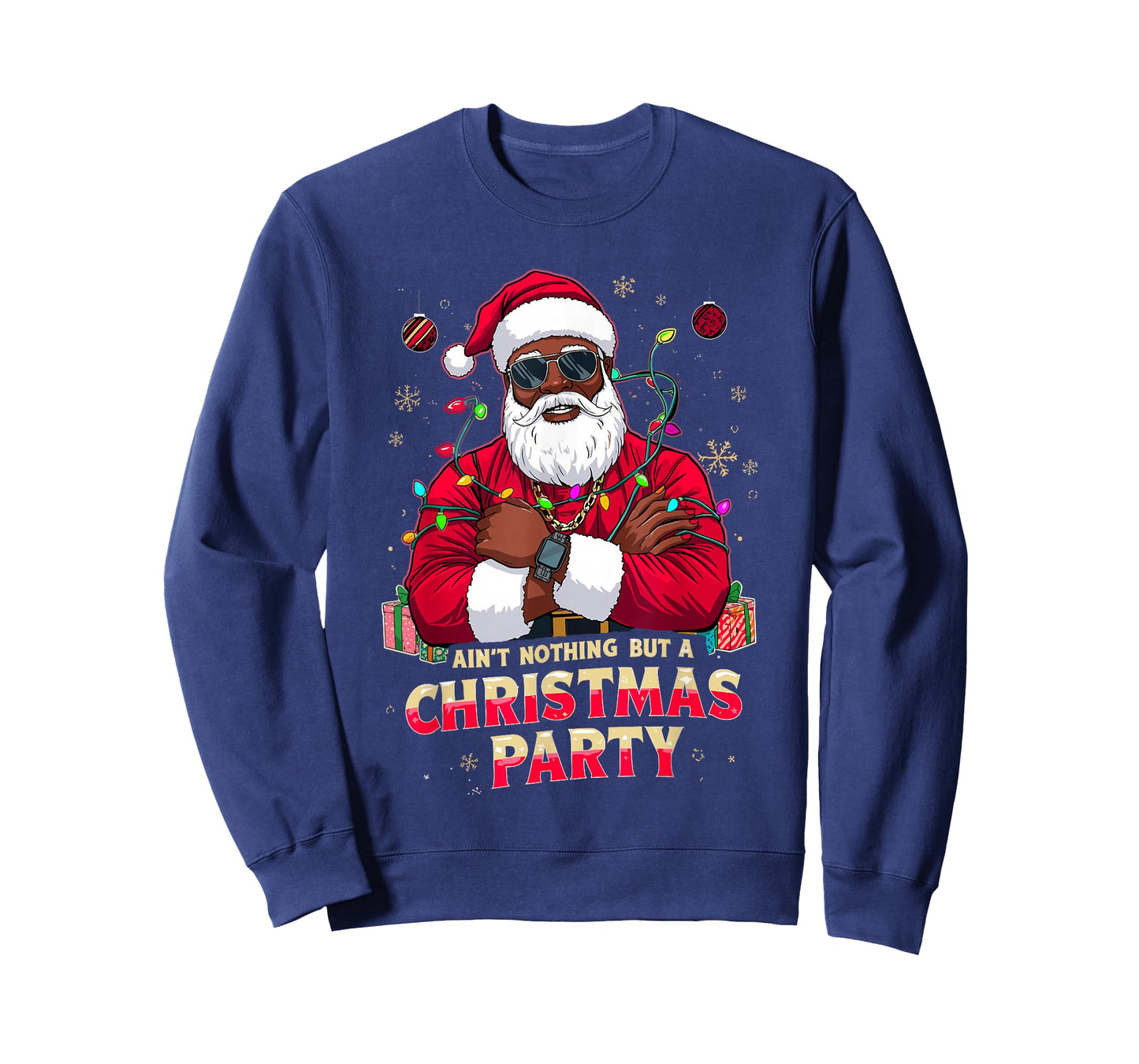 African American Santa Claus Christmas Xmas Pajama Party T-Shirt