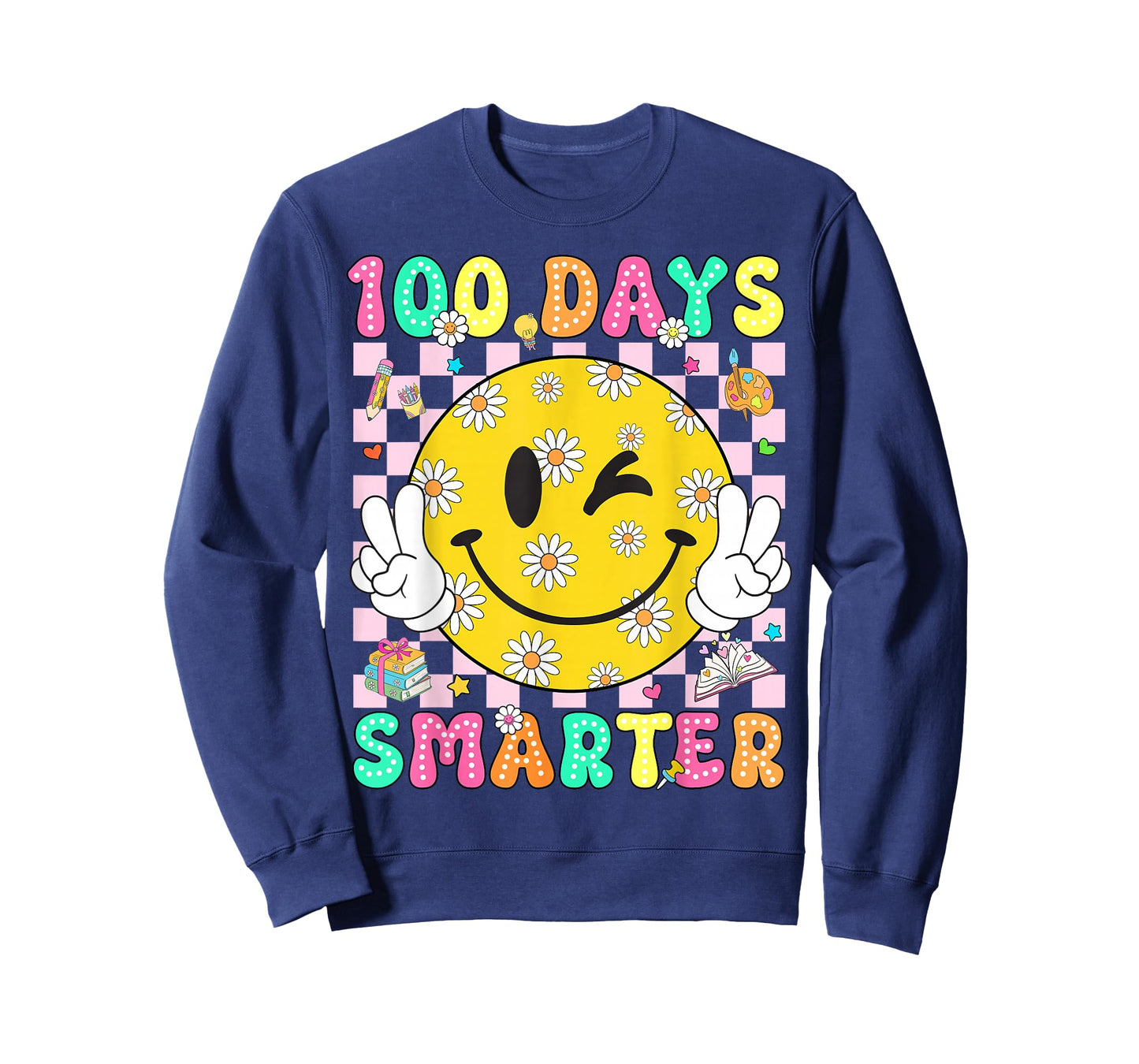 Groovy 100 Days Smarter Vibes Cute 100 Days of School Kids T-Shirt