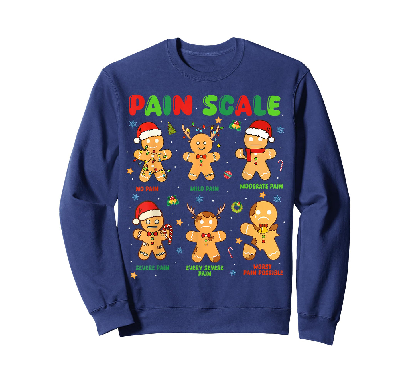 Pain Scale Funny Gingerbread Man Christmas Nurse Holiday T-Shirt
