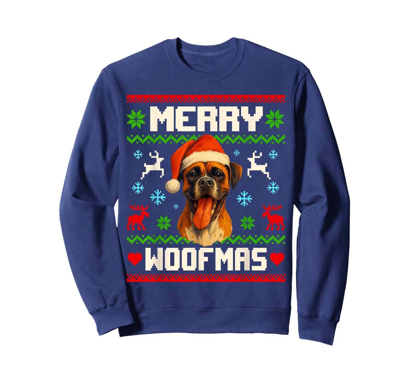Funny Boxer Dog Christmas Ugly Sweater Pet Dog Lover Xmas T-Shirt