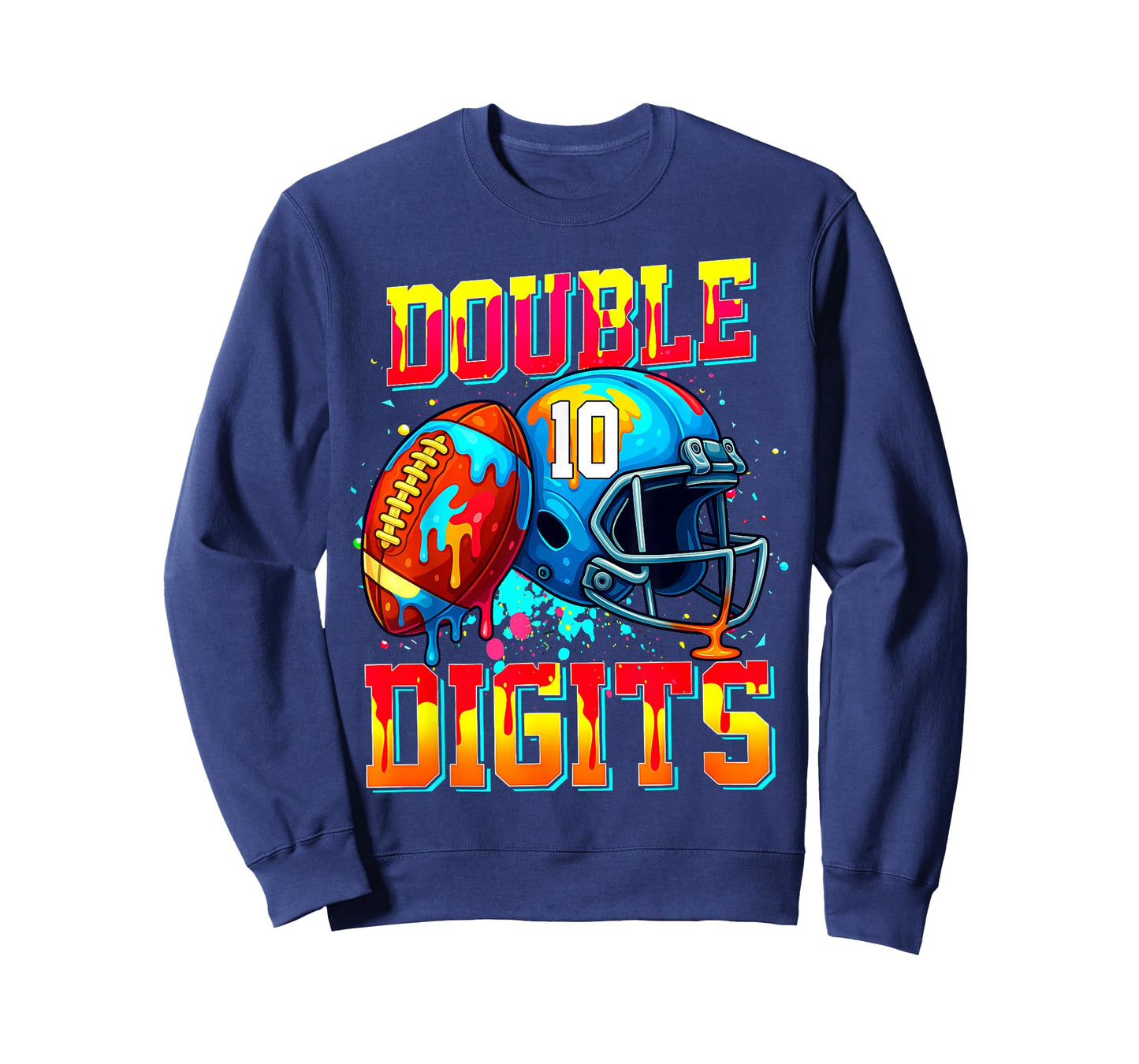 Ice Cream Drip Football Double Digits 10th Birthday Boy T-Shirt