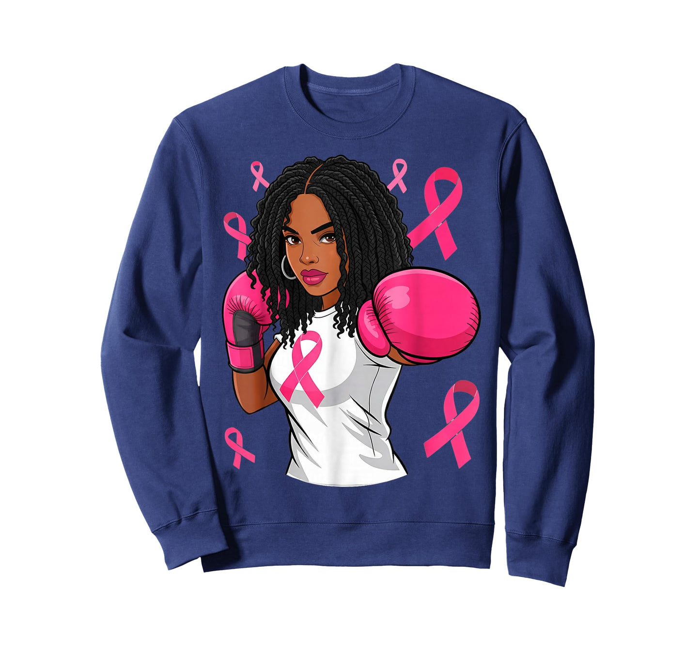 Women Black African American Breast Cancer Afro Pink Ribbon T-Shirt