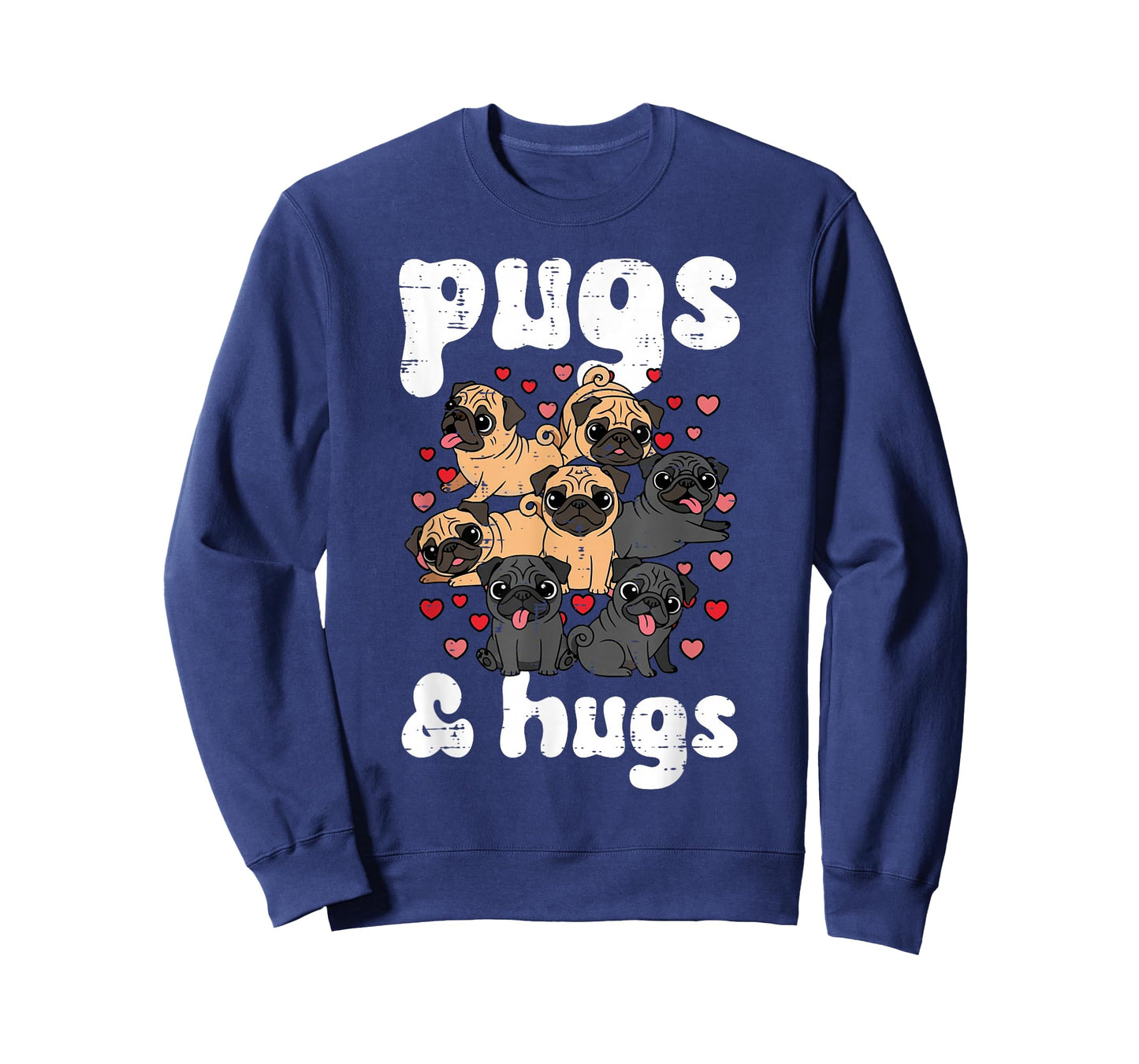 Valentines Day Dog Pug and Hugs Cute Puppy Men Women Kids T-Shirt
