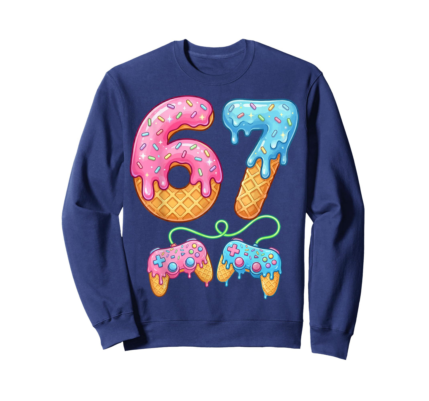 67 Ice Cream Drip Meme Gamer Six Seven Gen Alpha Slang T-Shirt