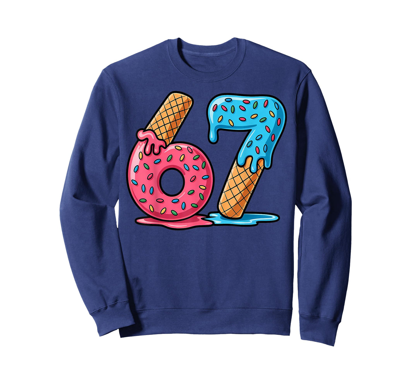 Six Seven Ice Cream Drip Cool Meme 67 Funny Number T-Shirt