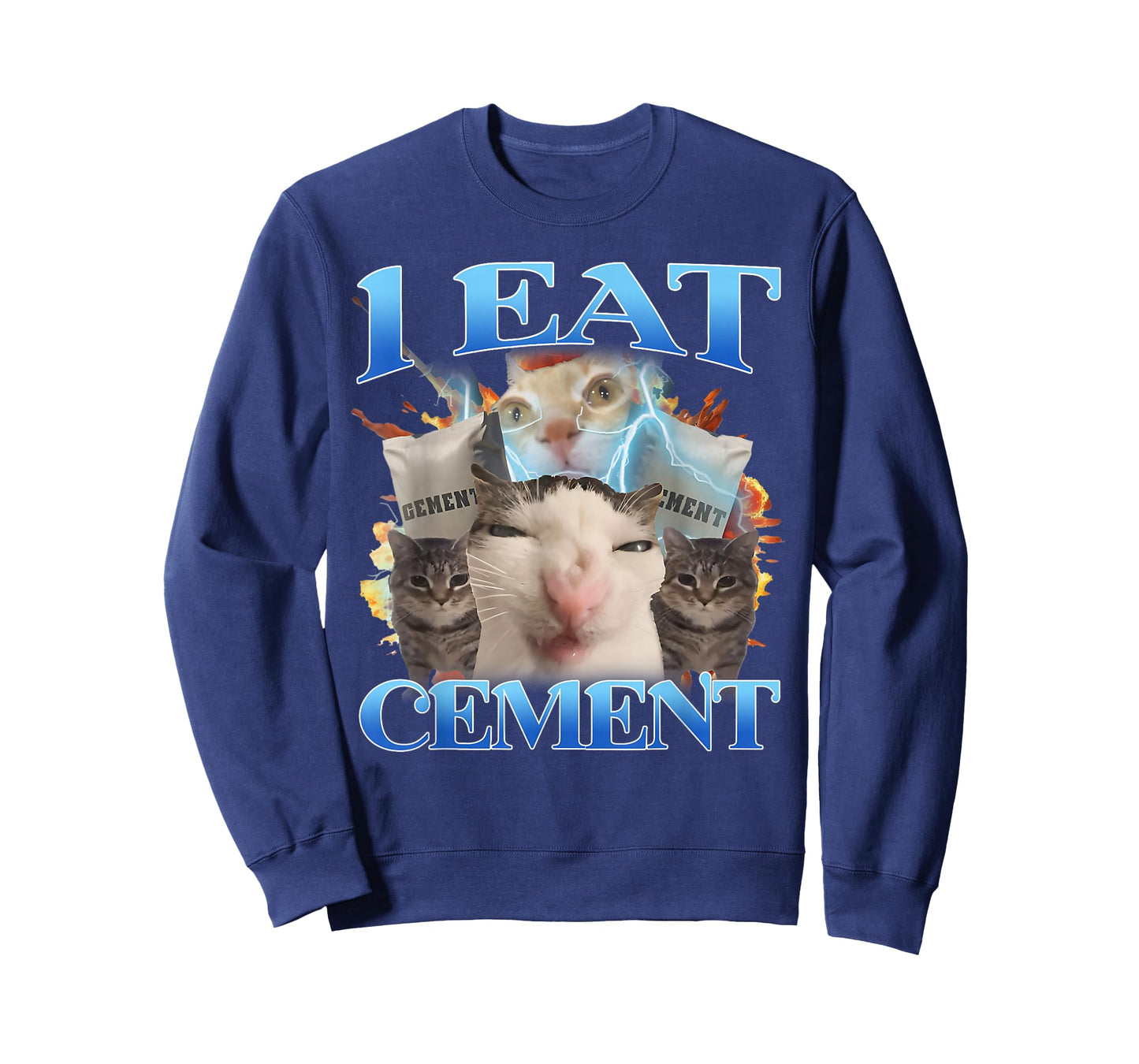 I Eat Cement Funny Cat Meme Men Women Kids Humor T-Shirt