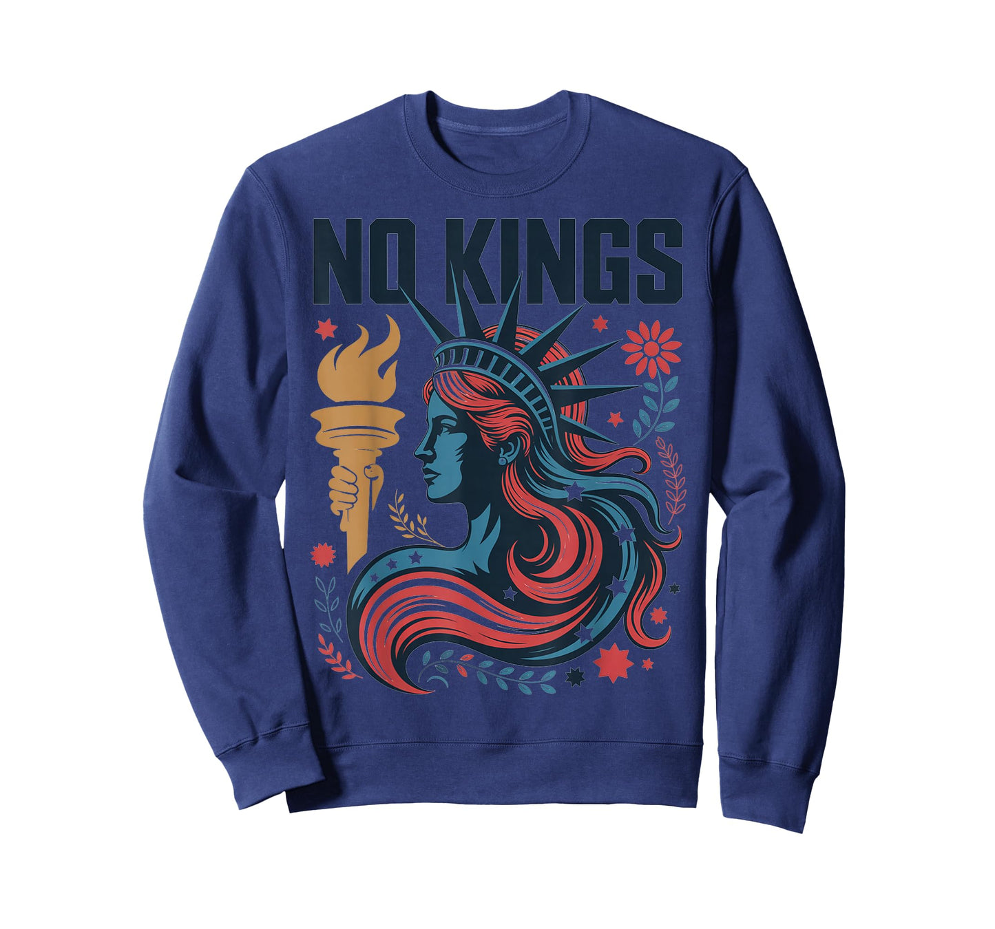 No Kings Retro Patriotic Woman Liberty Art Design T-Shirt