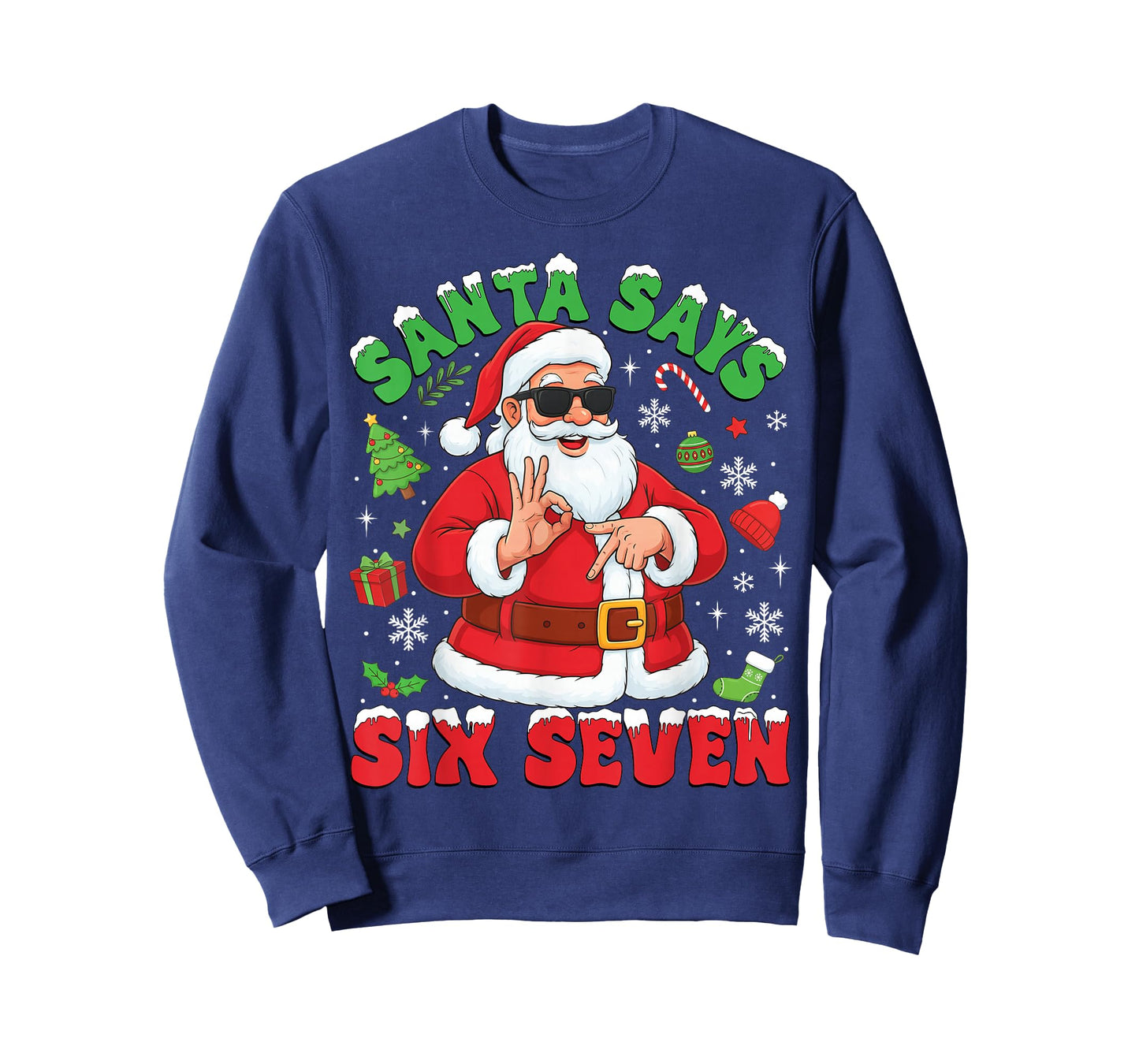 Funny Santa Says Six Seven Merry Christmas 67 Santa Claus T-Shirt