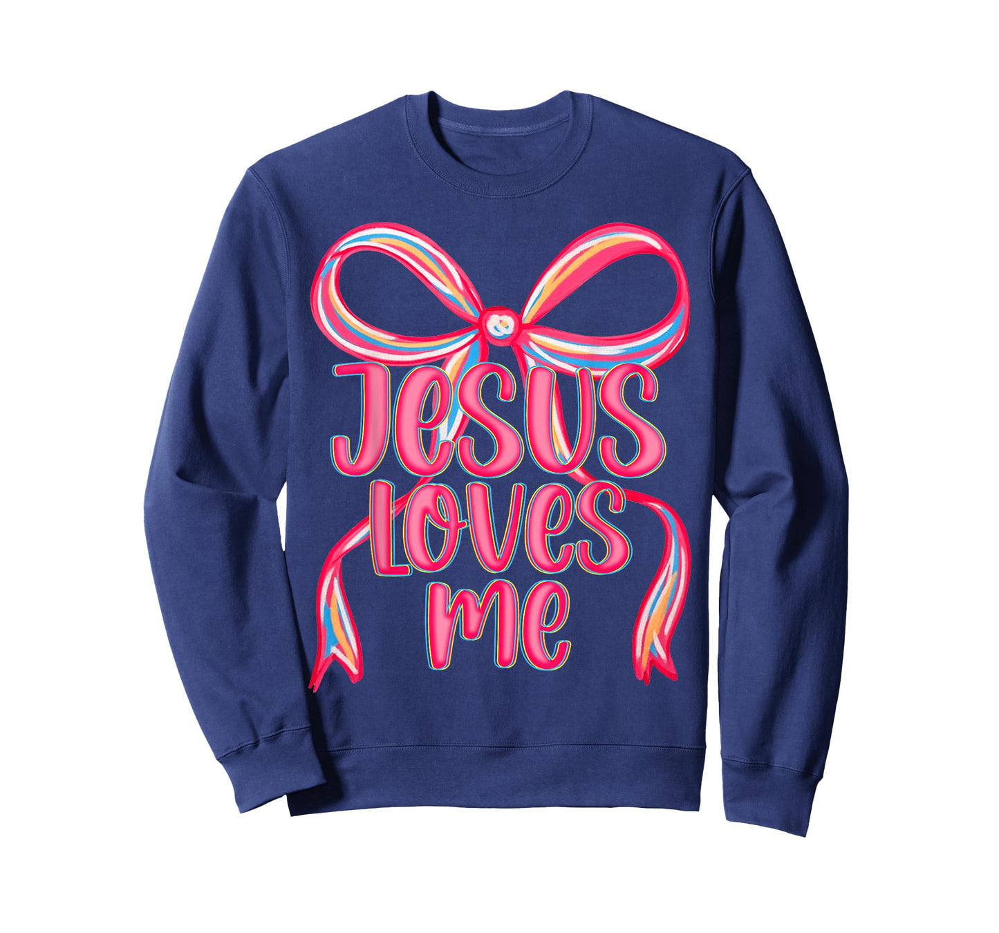 Jesus Loves Me Preppy Bow Christian Pink Women Kid Religious T-Shirt