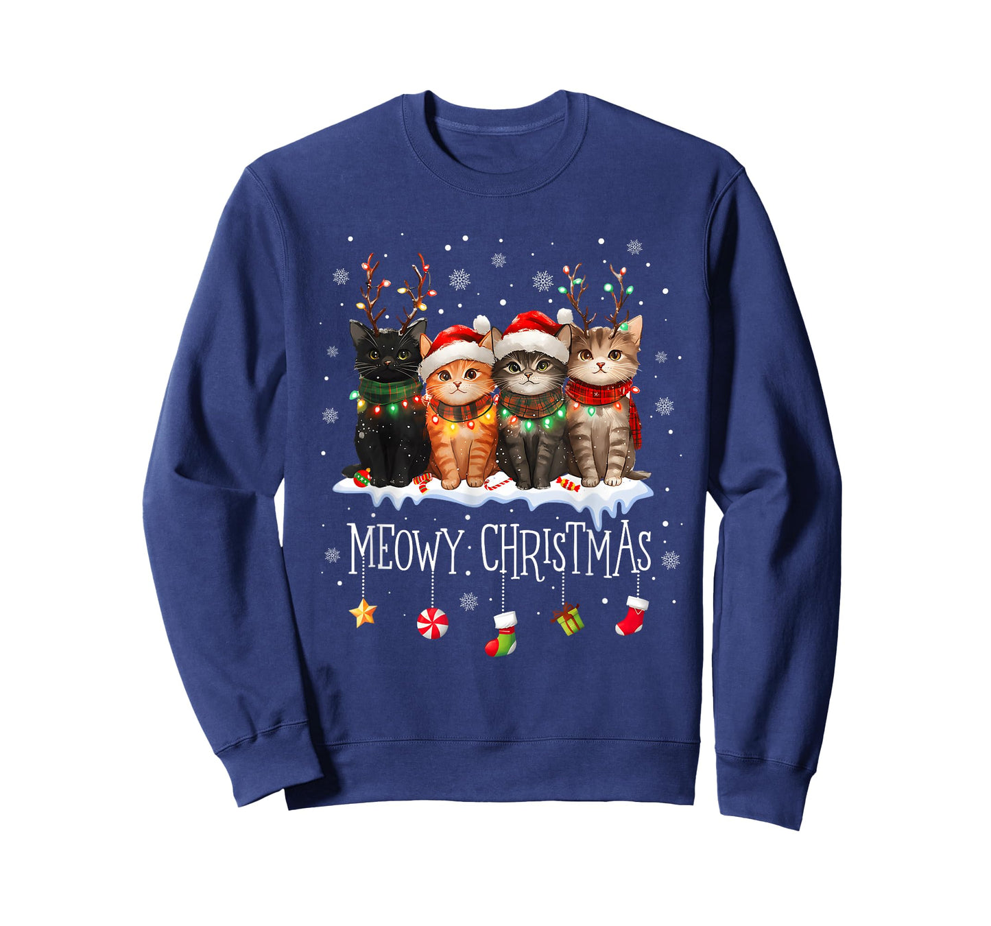 Meowy Catmas Cat Christmas Cute Kitten Cats Santa Hat Xmas T-Shirt