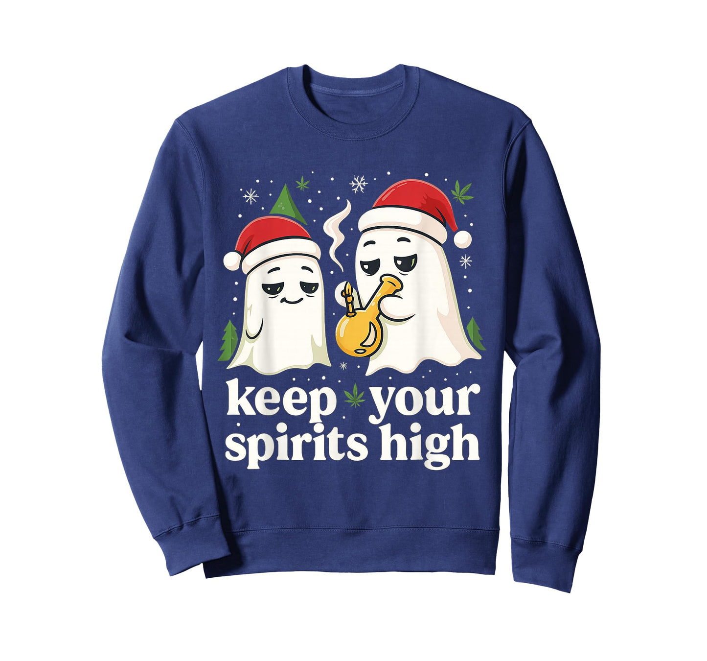 Keep Your Spirits High Christmas Ghost Funny Stoner Weed T-Shirt