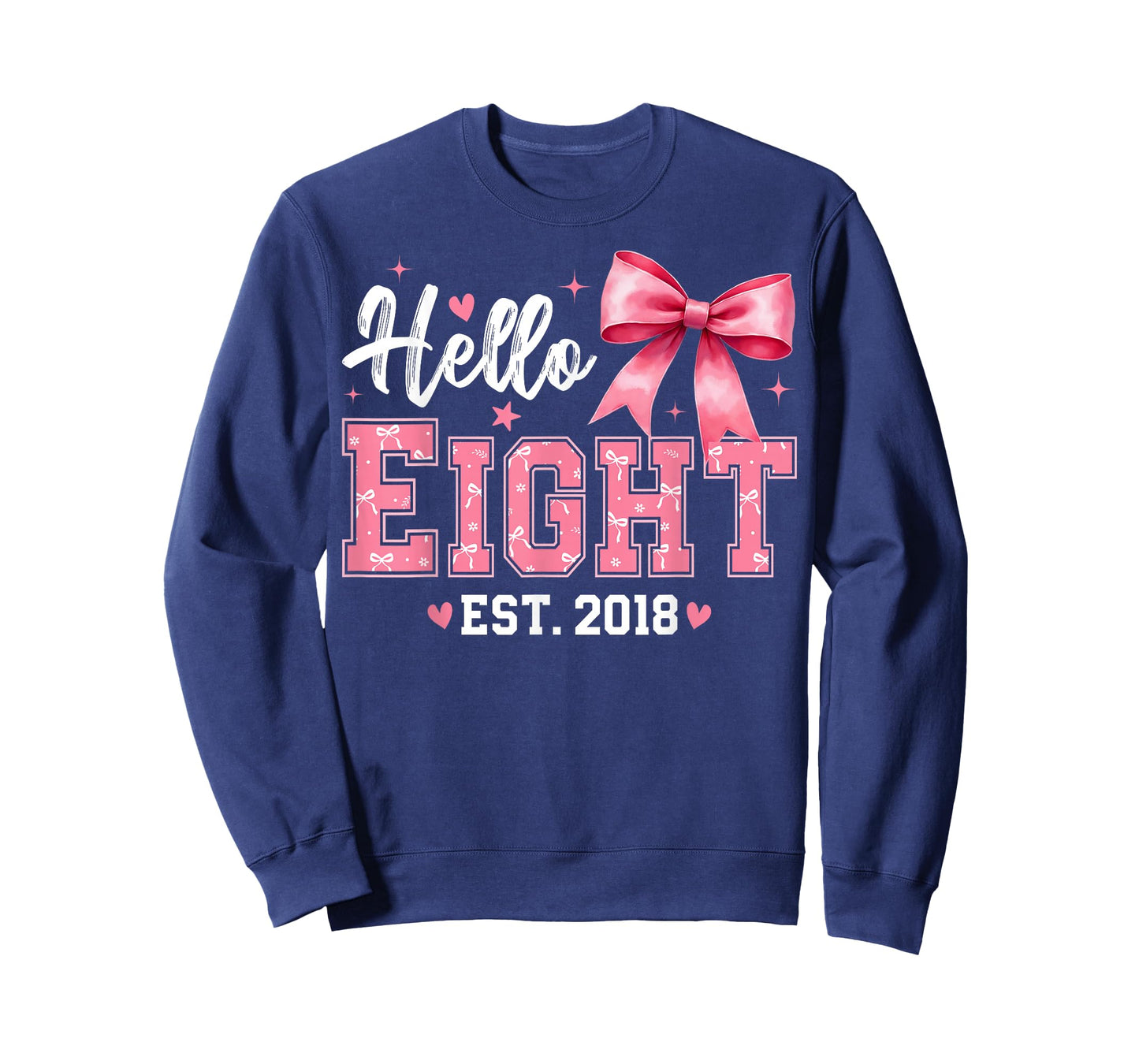 Hello Eight Est 2018 Coquette Bow 8th Birthday Girl T-Shirt
