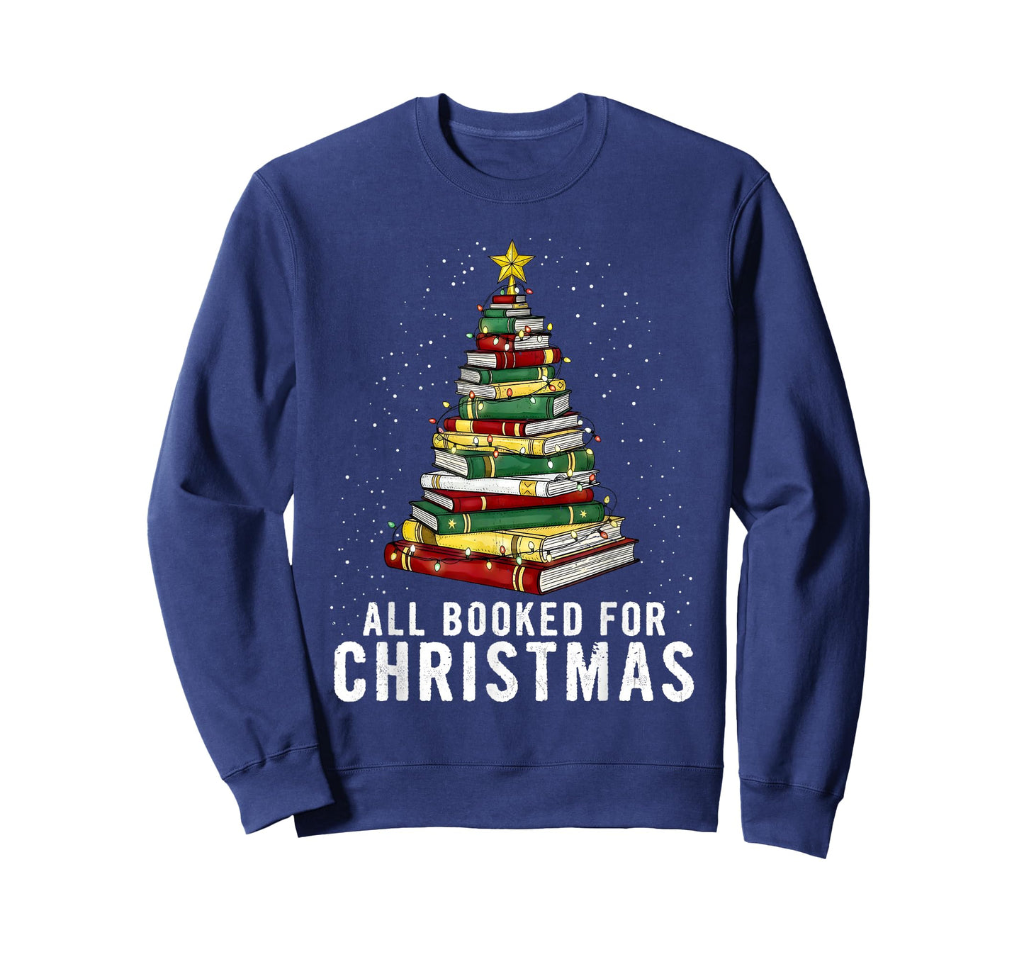 Funny Christmas Book Tree Design - All Booked for Xmas T-Shirt