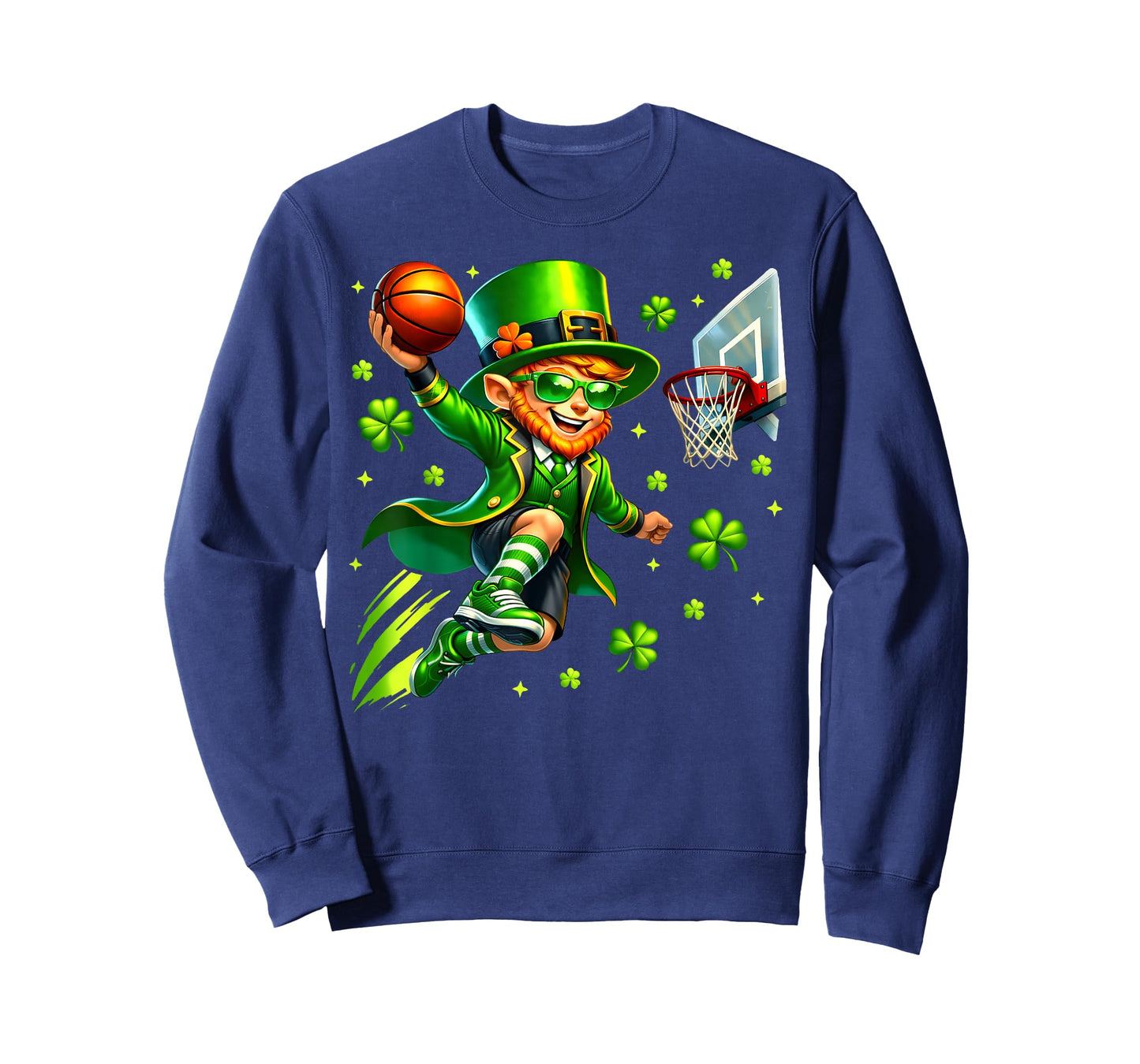 St Patricks Day Leprechaun Playing Basketball Sport Men Boys T-Shirt