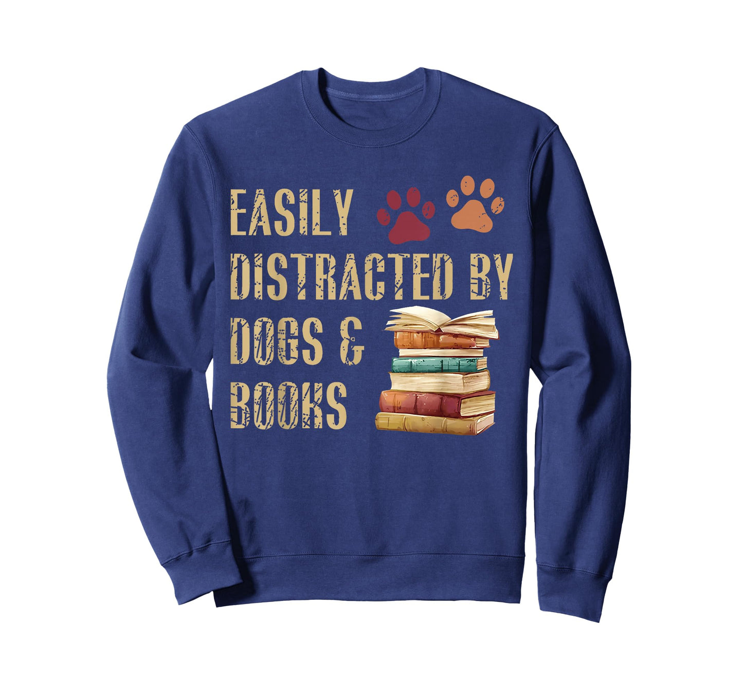 Easily Distracted by Dogs and Books Funny Pets Books Lovers T-Shirt