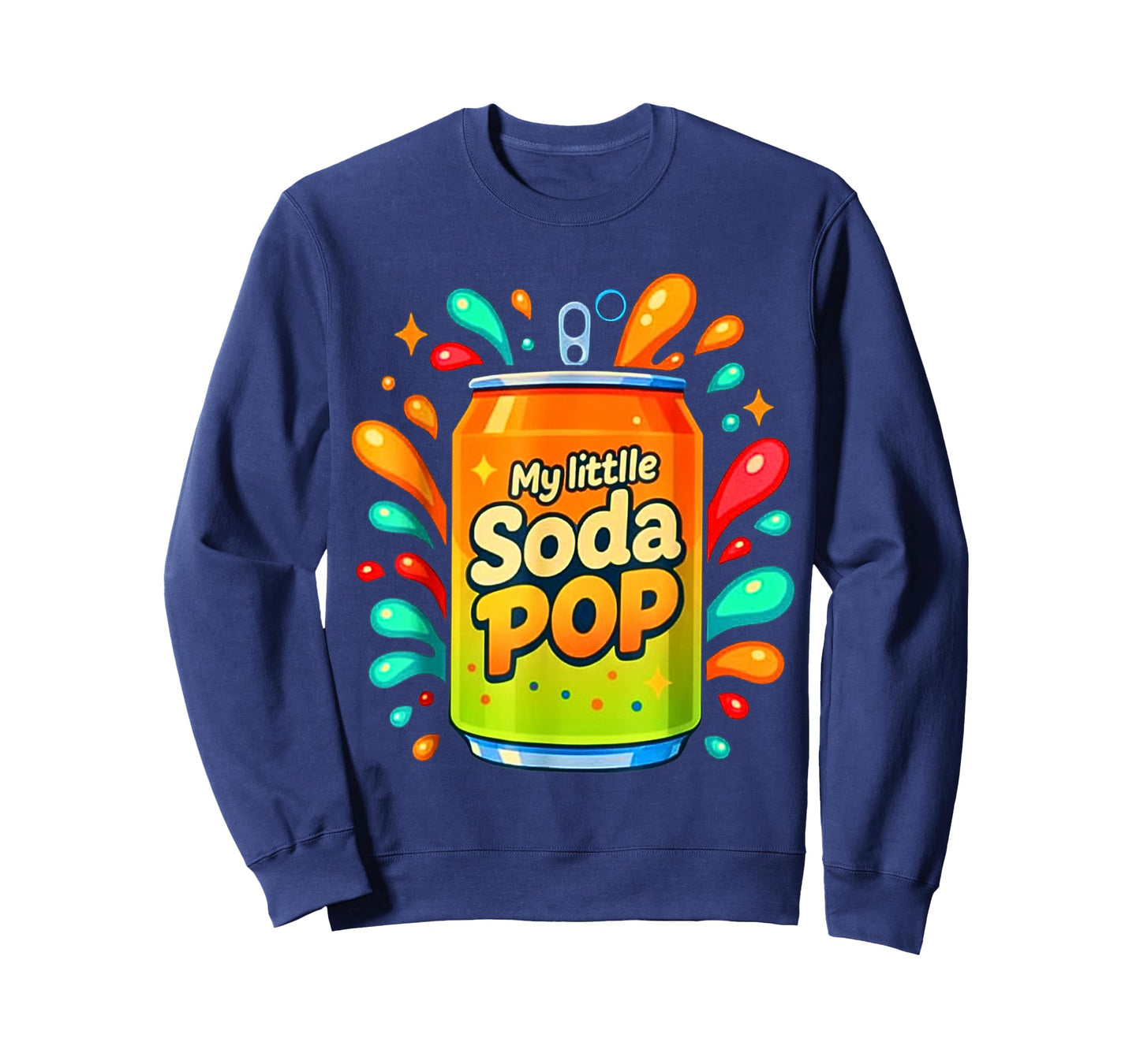 Soda Pop Cartoon Splash Cute Retro Beverage Orange-Green T-Shirt