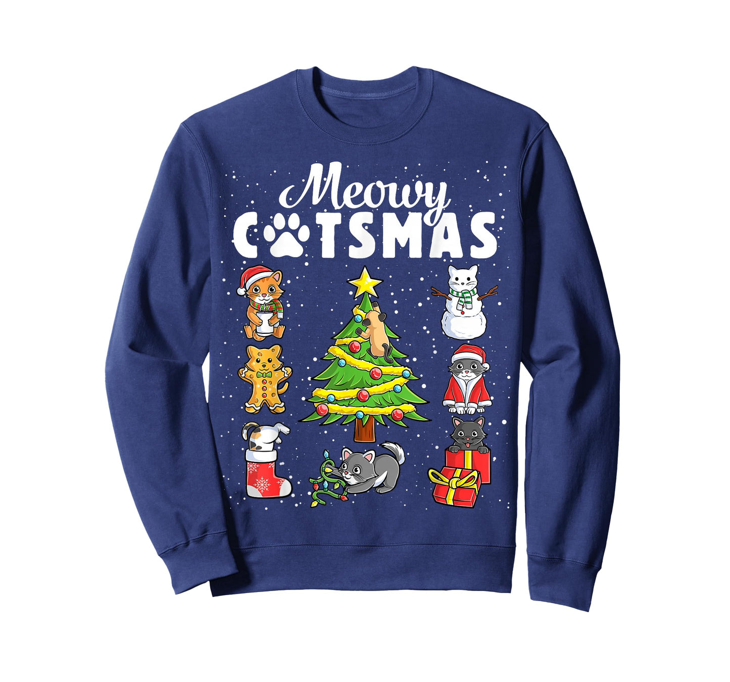 Meowy Catsmas Cats Christmas Funny Holiday Cat Boys Girls T-Shirt