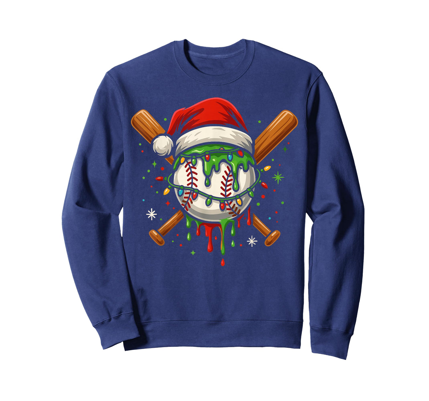Fun Baseball Lifestyle Apparel Youth Christmas Baseball Drip T-Shirt