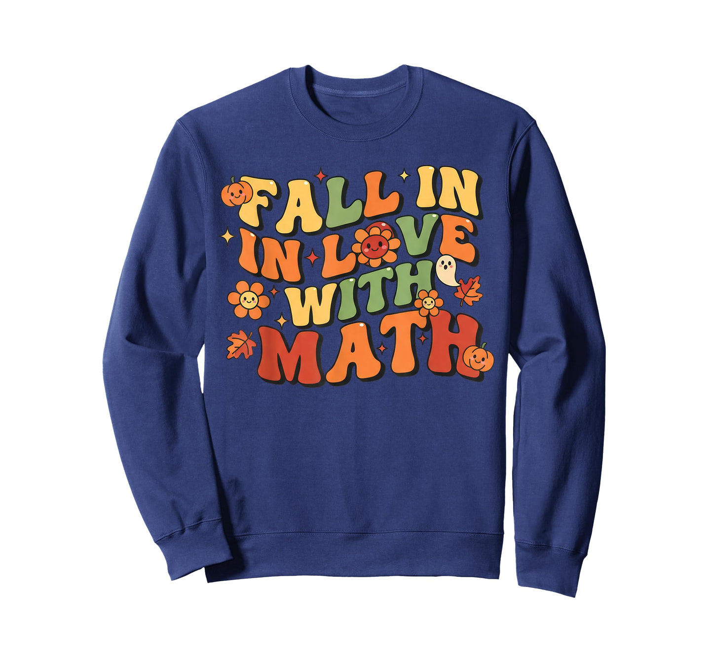 Fall in Love with Math Retro Groovy Teacher Autumn School T-Shirt
