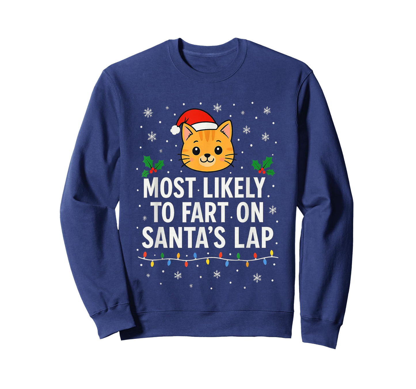 Most Likely to Fart on Santa's Lap Cat Holiday Fun T-Shirt