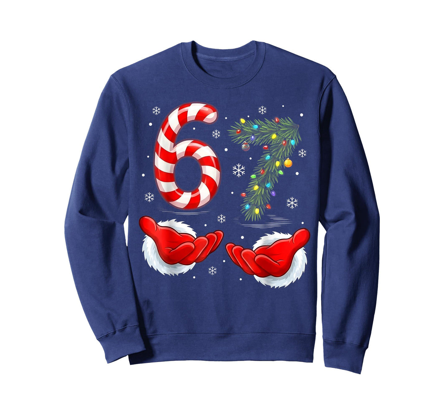 Funny 67 Christmas Shirt 6 7 Santa Hands six Seven Meme Ugly T-Shirt