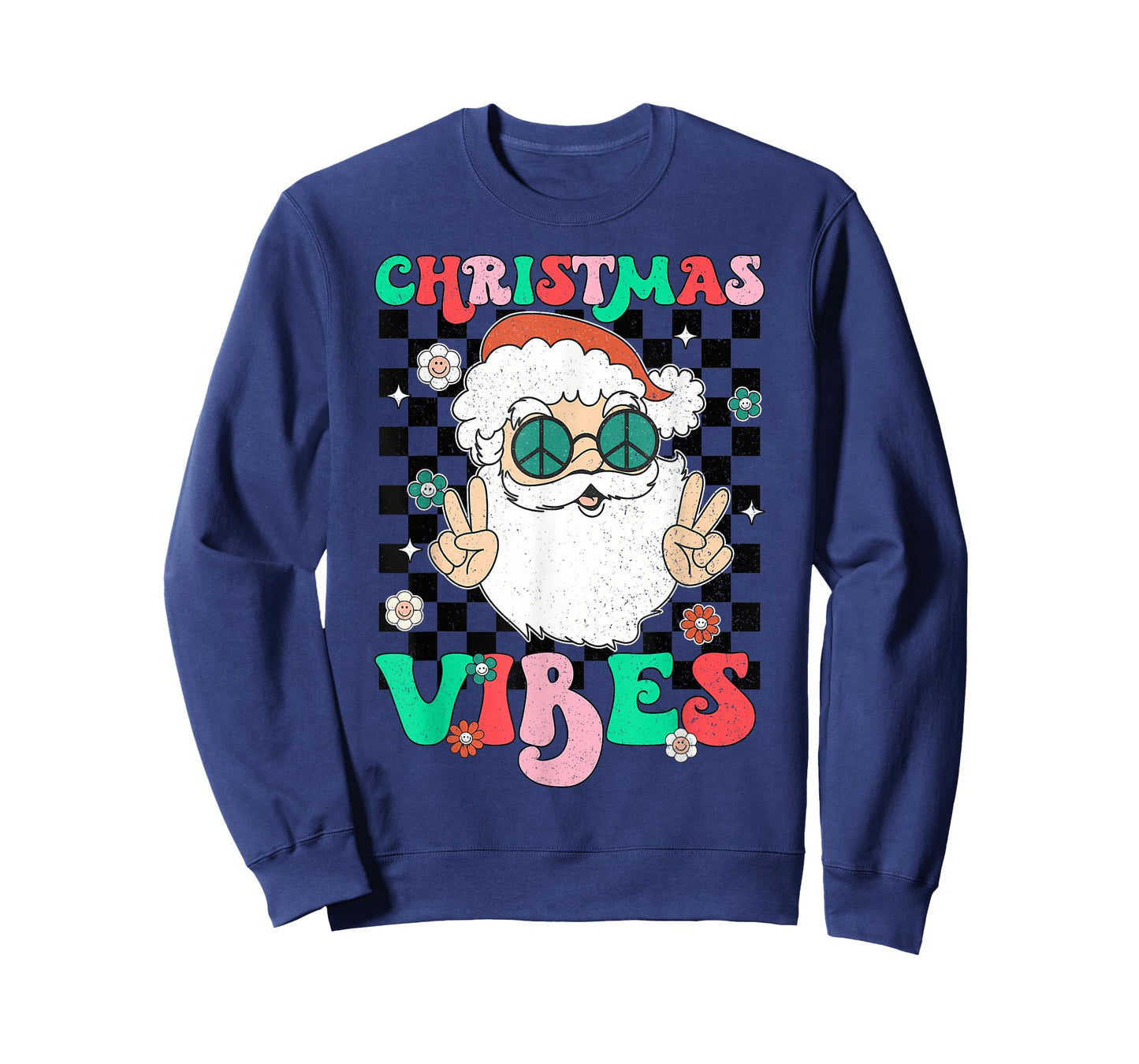 Groovy Christmas Vibes Santa Hat Xmas Holiday Teens Girls T-Shirt
