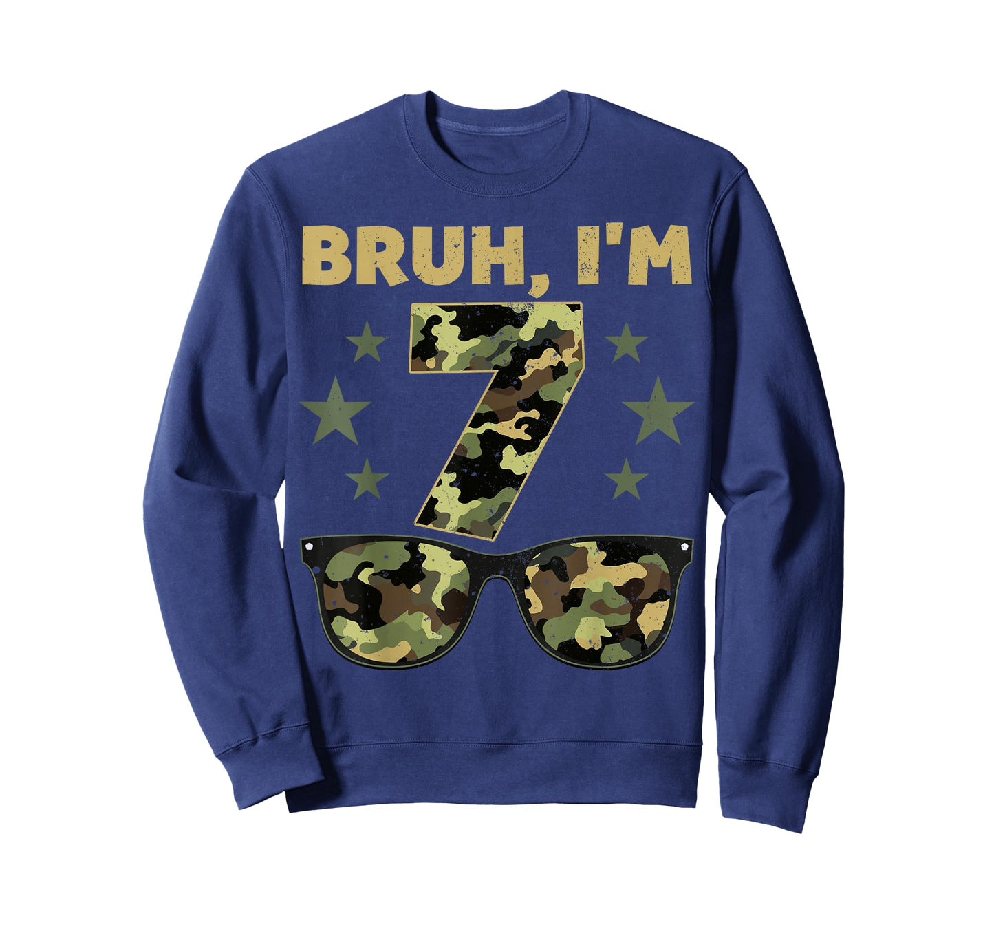 Bruh I'm 7 Years Old 7th Birthday Retro Camo Sunglasses T-Shirt