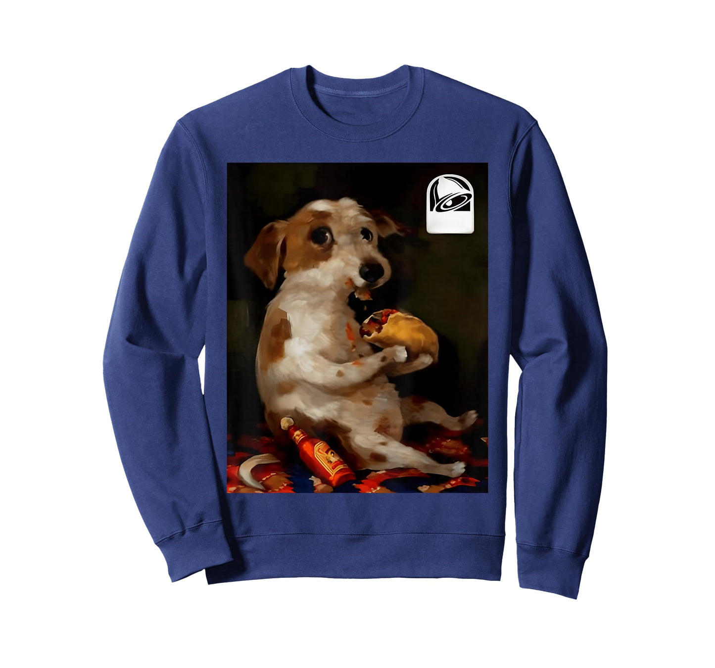 Funny Dog Chill with Taco Vintage Oil Painting Men Women T-Shirt