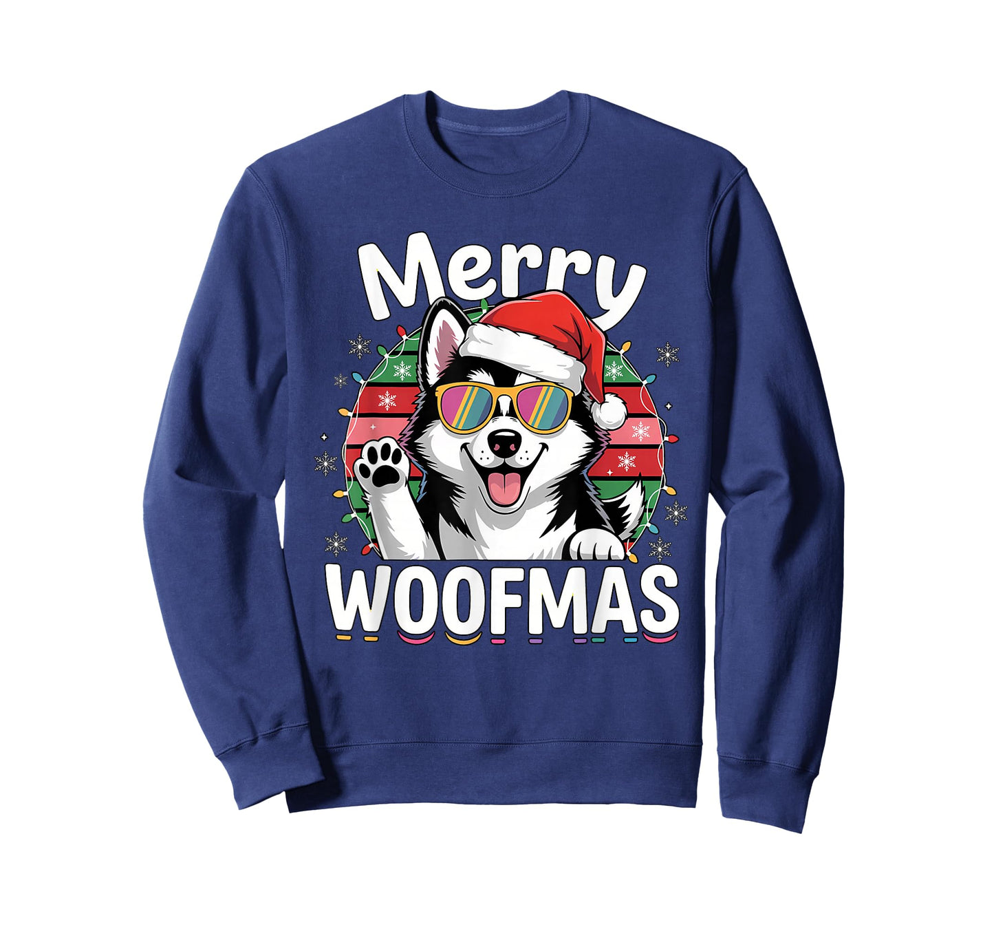 Merry Woofmas Festive Chrsitmas Dog Husky Xmas T-Shirt