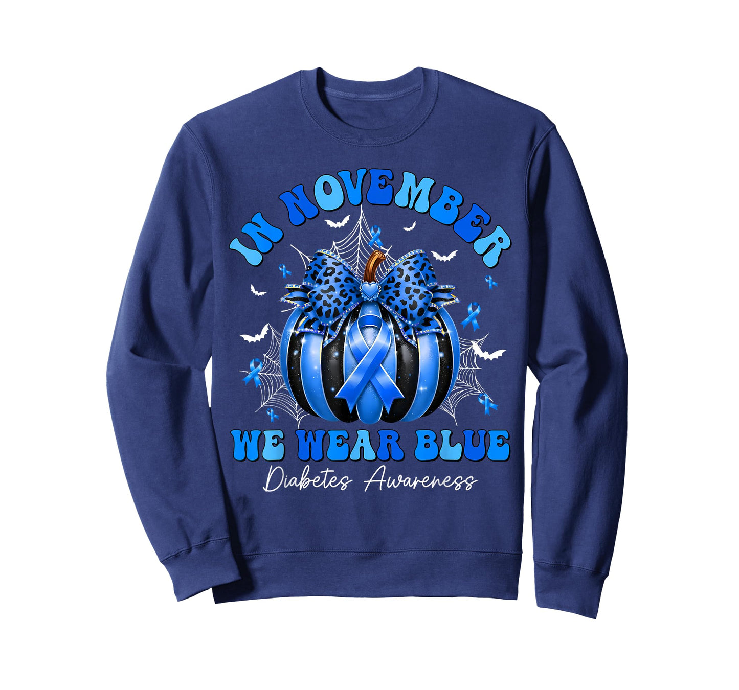 in November We Wear Blue Diabetes Awareness Pumpkin T-Shirt