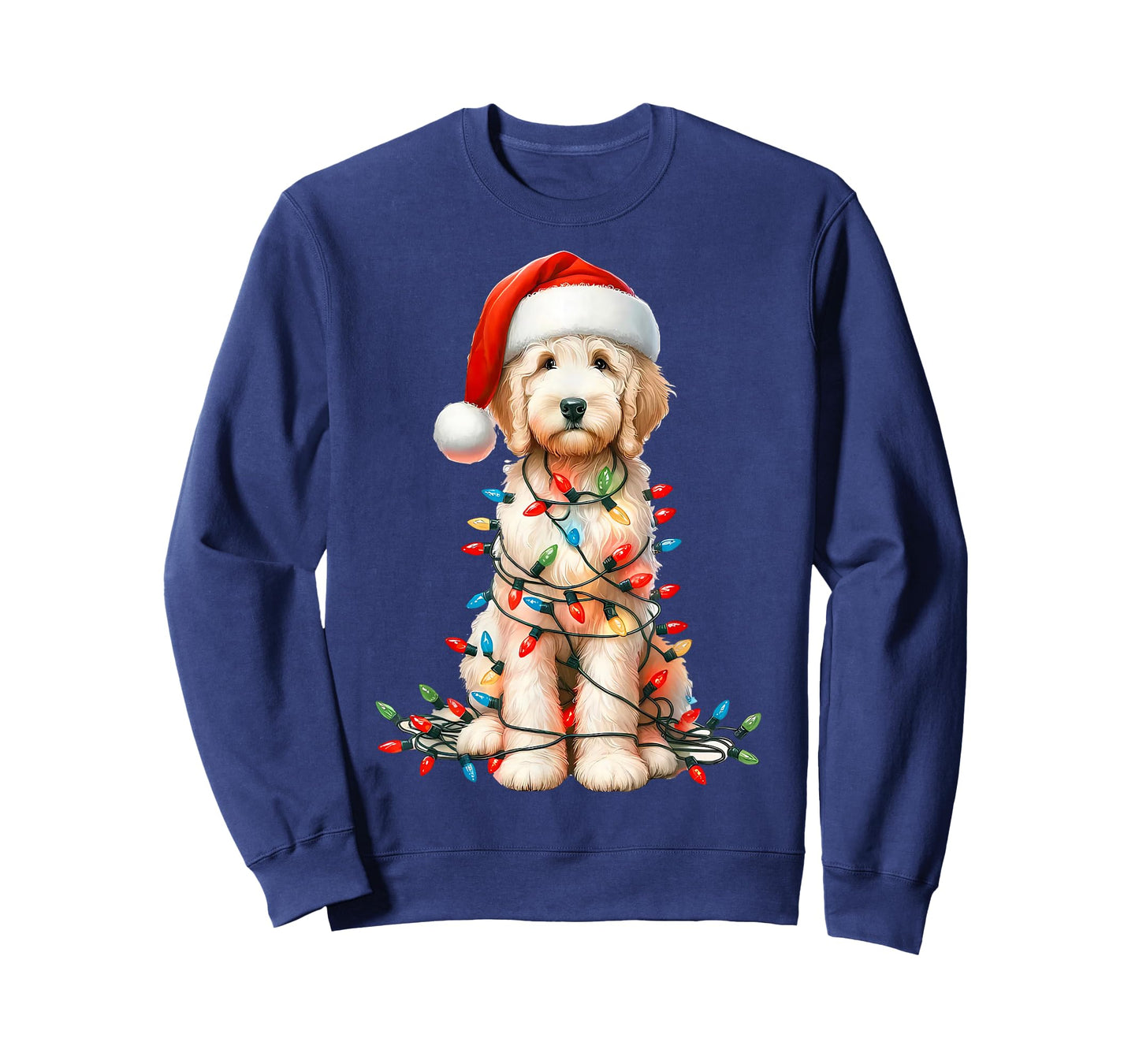 Christmas Golden Dog Santa Hat Xmas Lights Holiday Pet T-Shirt