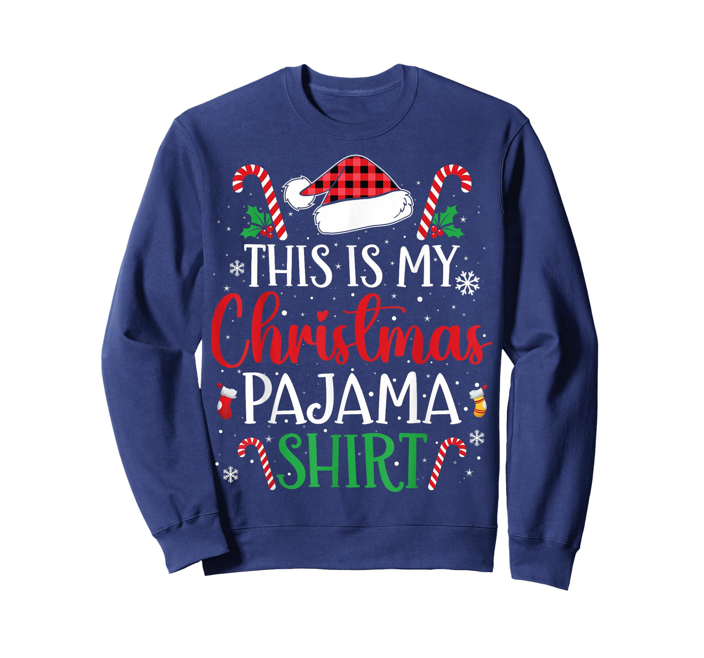 Plaid Santa Hat Xmas This is My Christmas Pajama T-Shirt