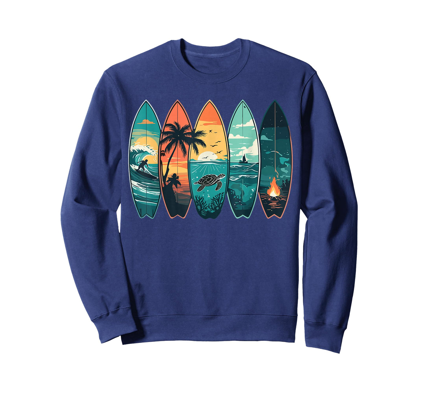Surfboards Sunset Ocean Beach Vibe Surfer T-Shirt