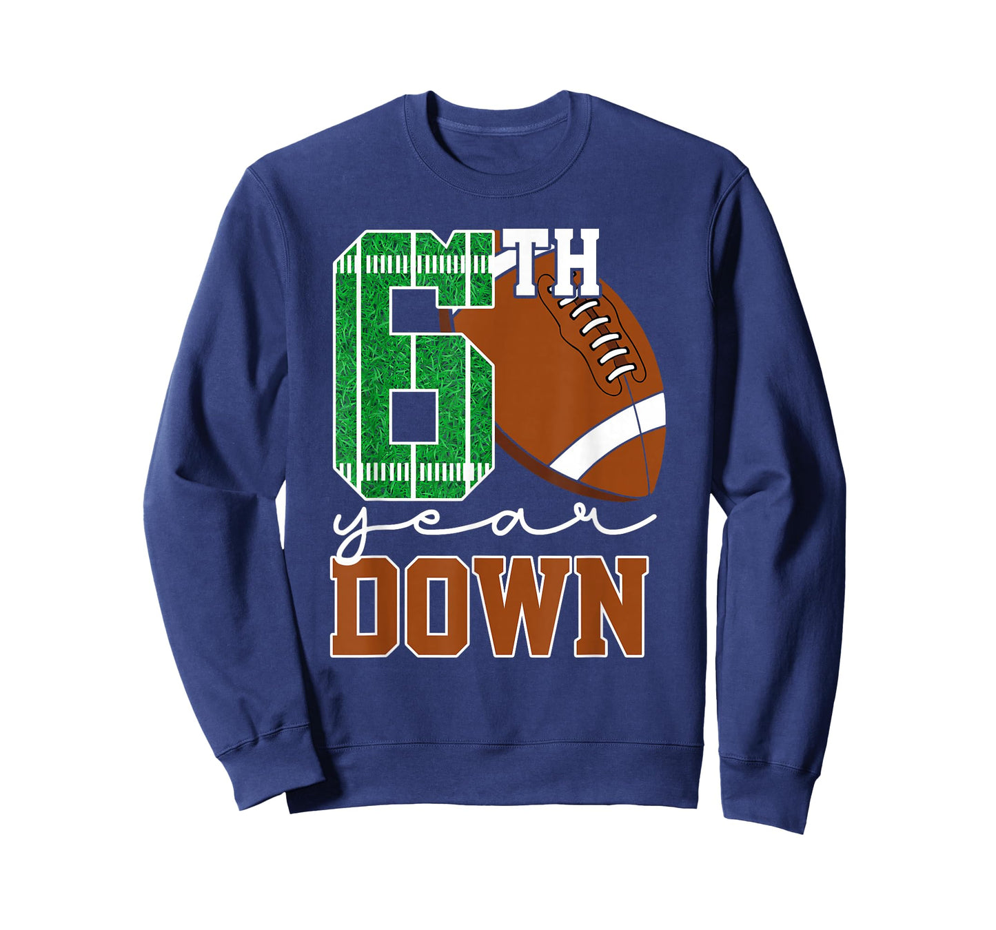 Kids 6th Year Down Football Birthday Boy Party 6 Year Old T-Shirt