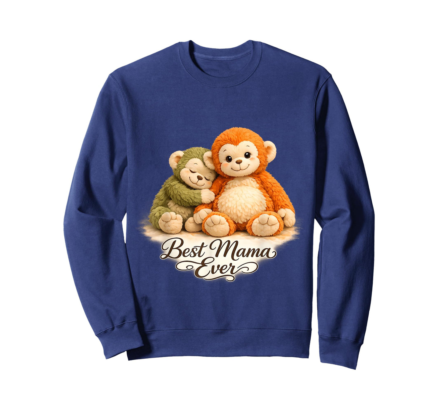 Cute Baby Punch Monkey Hug Plush Toy Best Mama Ever Graphic T-Shirt