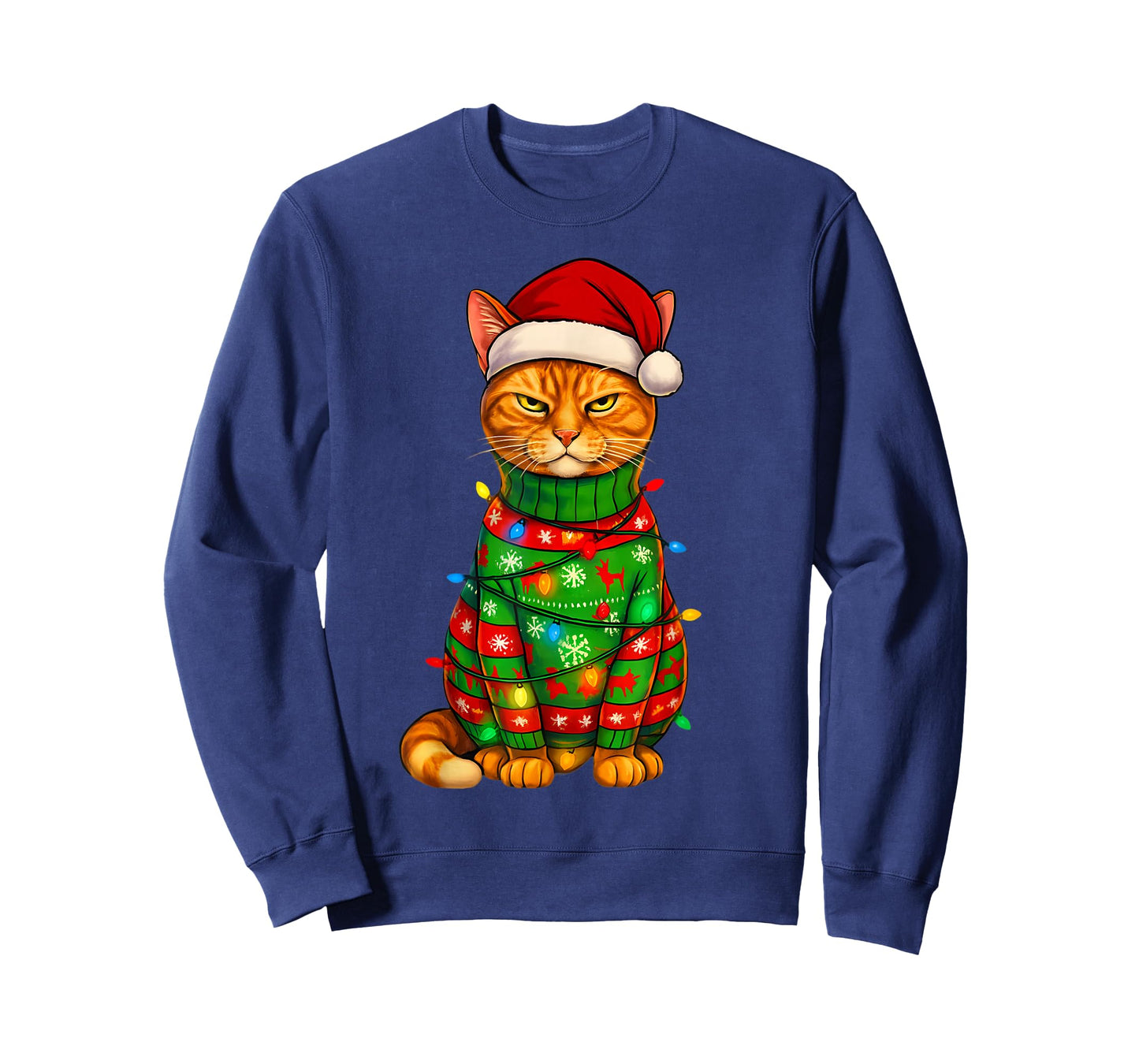 Orange Tabby Cat Christmas Lights Funny Santa Holiday Cats T-Shirt