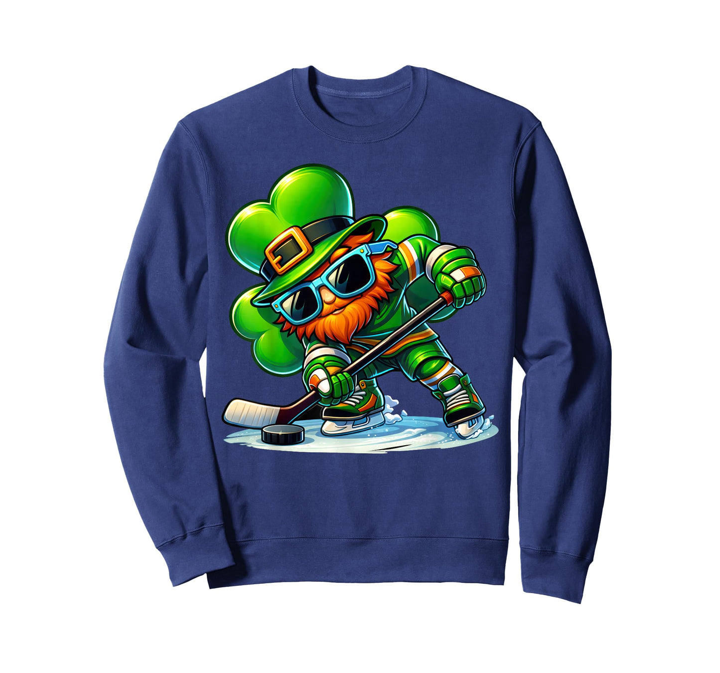 Funny Leprechaun Playing Hockey Men Kids Boys St Patrick Day T-Shirt