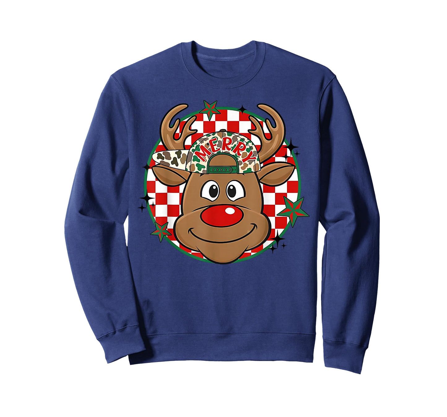 Reindeer Rudolph Merry Christmas Xmas Holiday Boys Camo T-Shirt