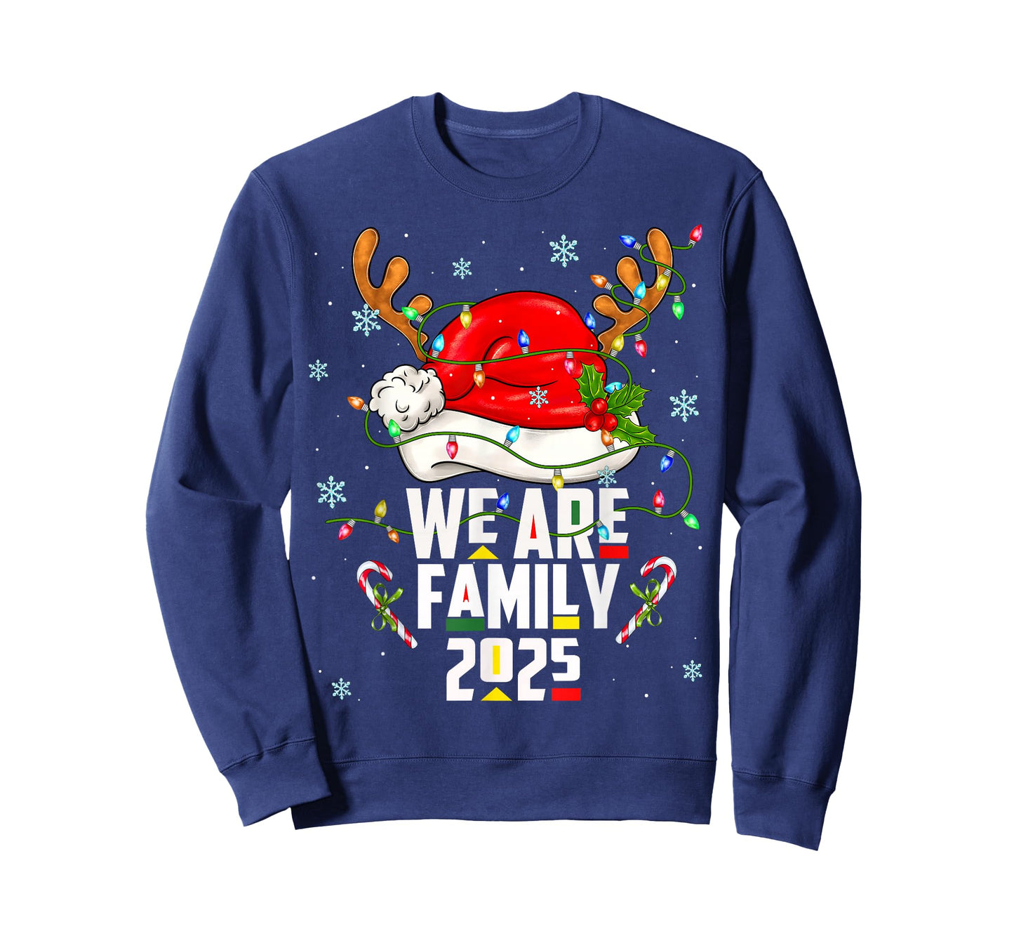 We are Family 2025 Black Christmas Tree Santa Pjs Matching T-Shirt