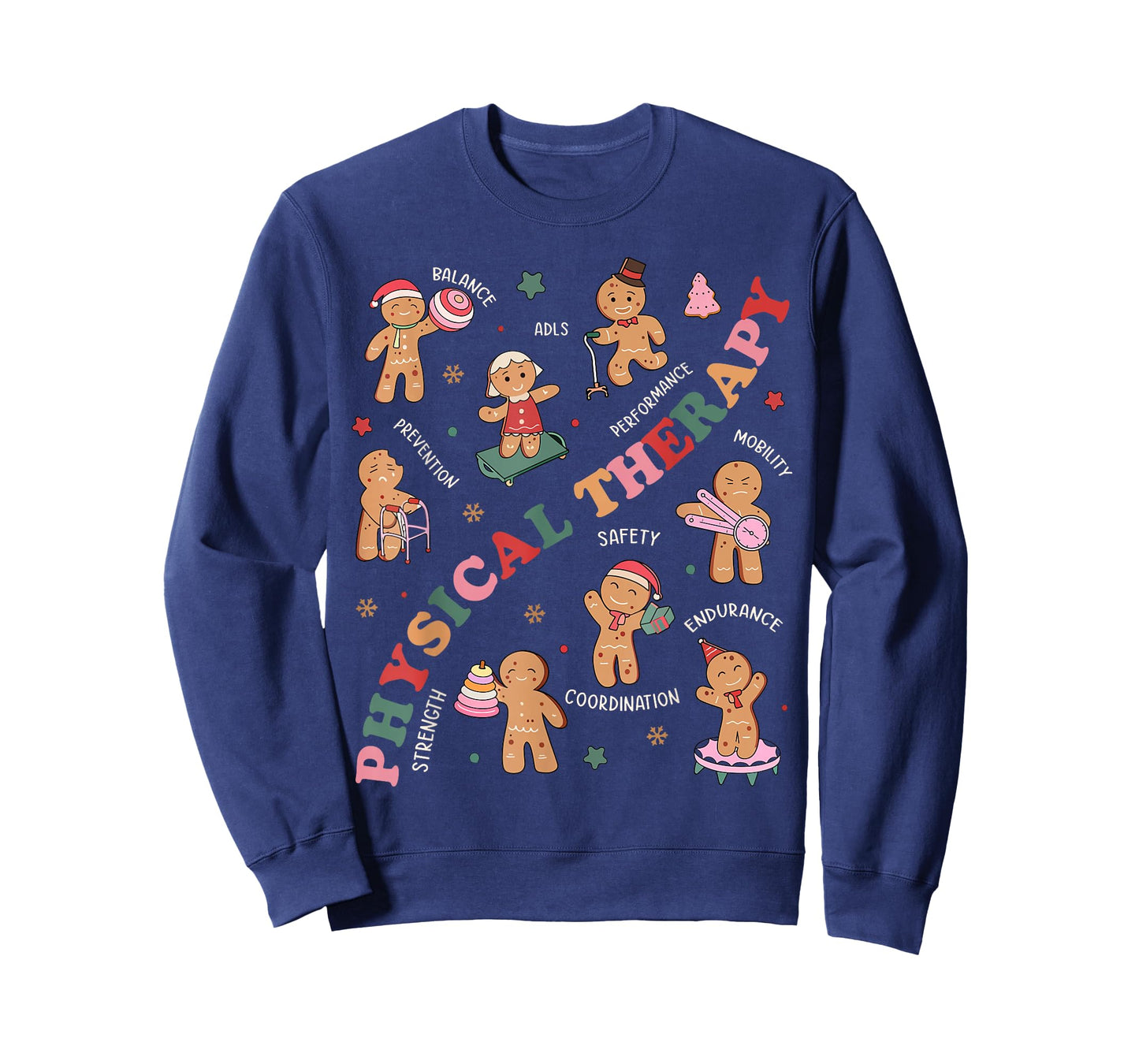 Retro Physical Therapy Gingerbread Christmas PT Funny Xmas T-Shirt
