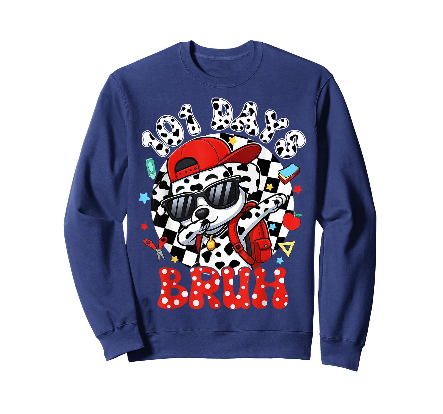 Bruh 100 Days of School Boy Dab Dalmatian Dog 100th Day Kids T-Shirt