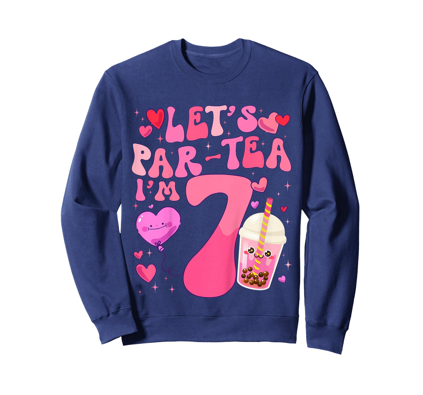 Let's Par-Tea I'm 7 Years Old 7th Birthday Bubble Boba Tea T-Shirt