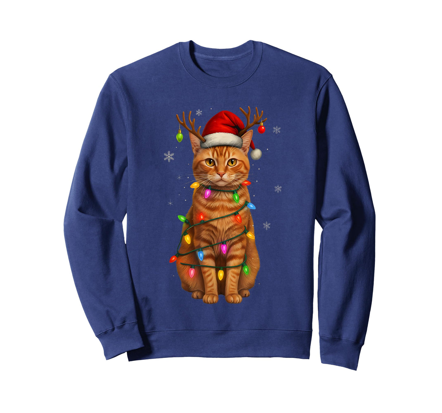 Orange Tabby Cat Christmas Lights Funny Santa Holiday Cats T-Shirt