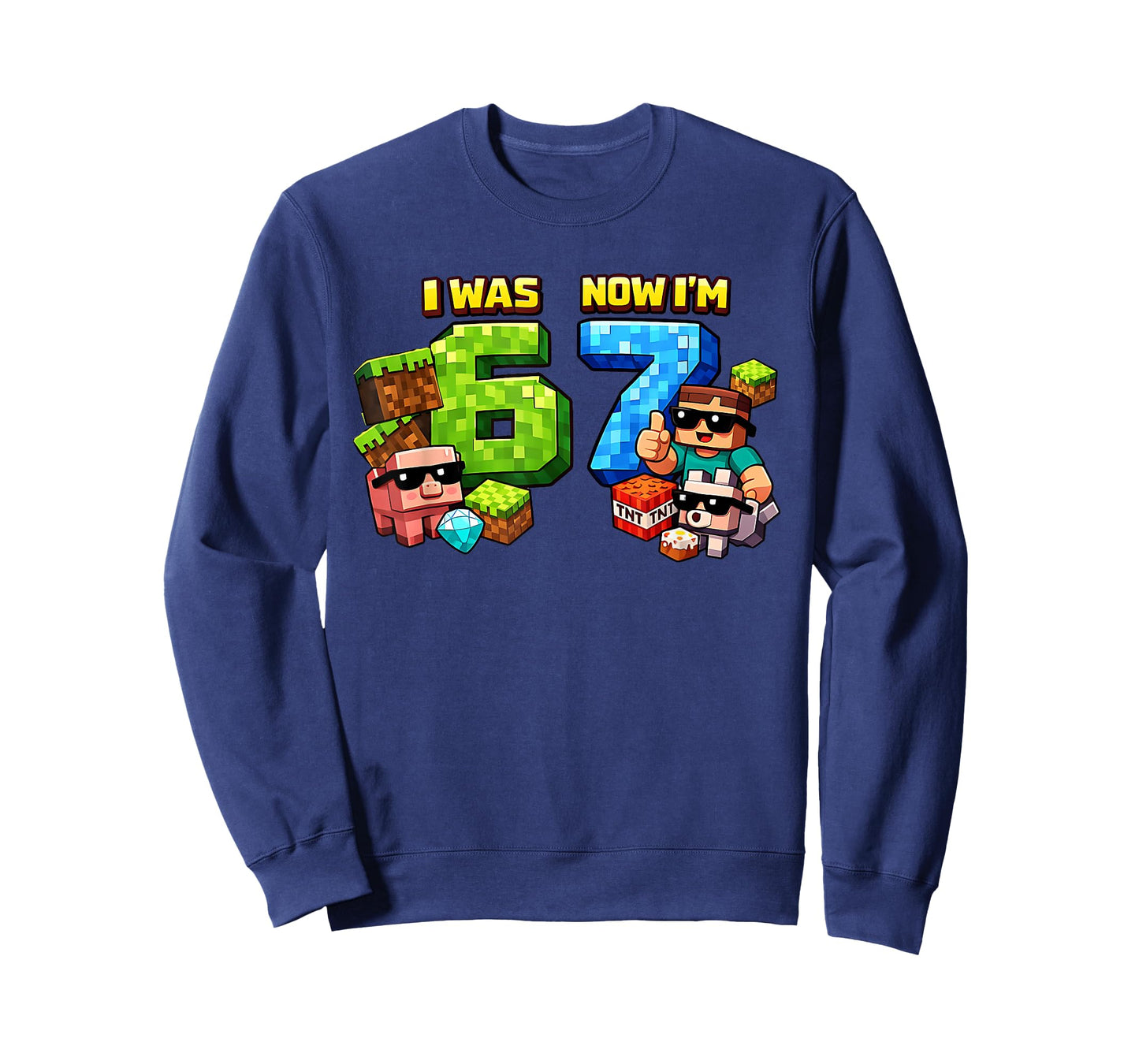 I was 6 Now I'm 7 Pixel Game Art 67 Meme Kids Birthday Party T-Shirt