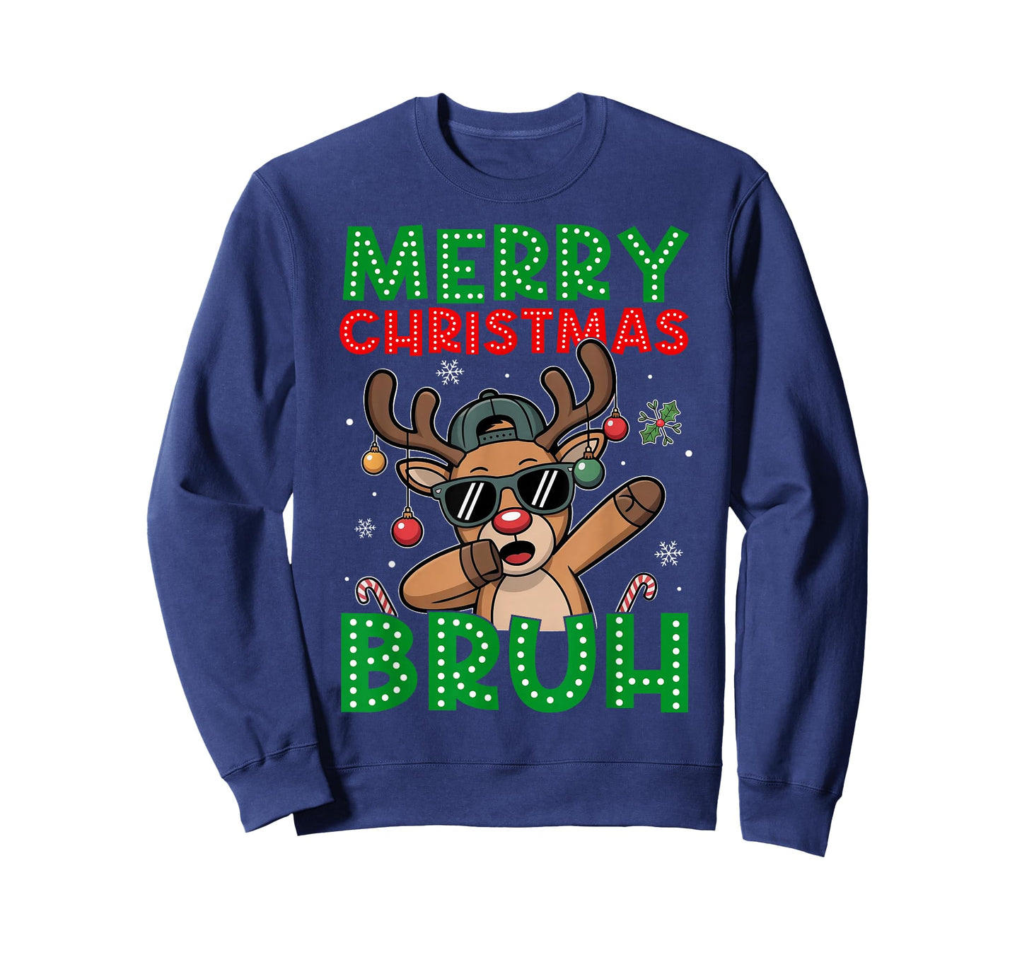 Dabbing Reindeer Merry Christmas Bruh Teens Boys Kid Men T-Shirt